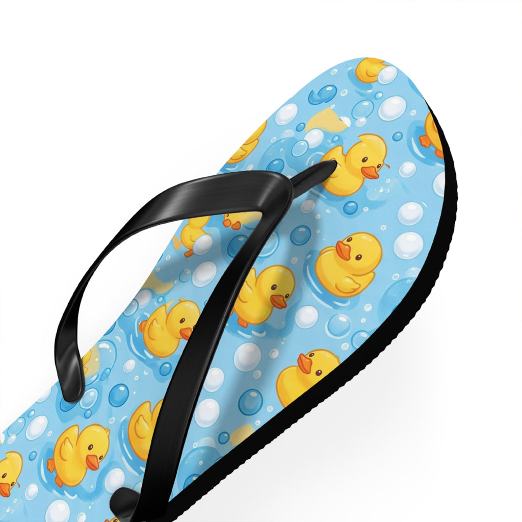 Rubber Duck Pattern Flip Flops – Cute Blue Bubble Beach Sandals