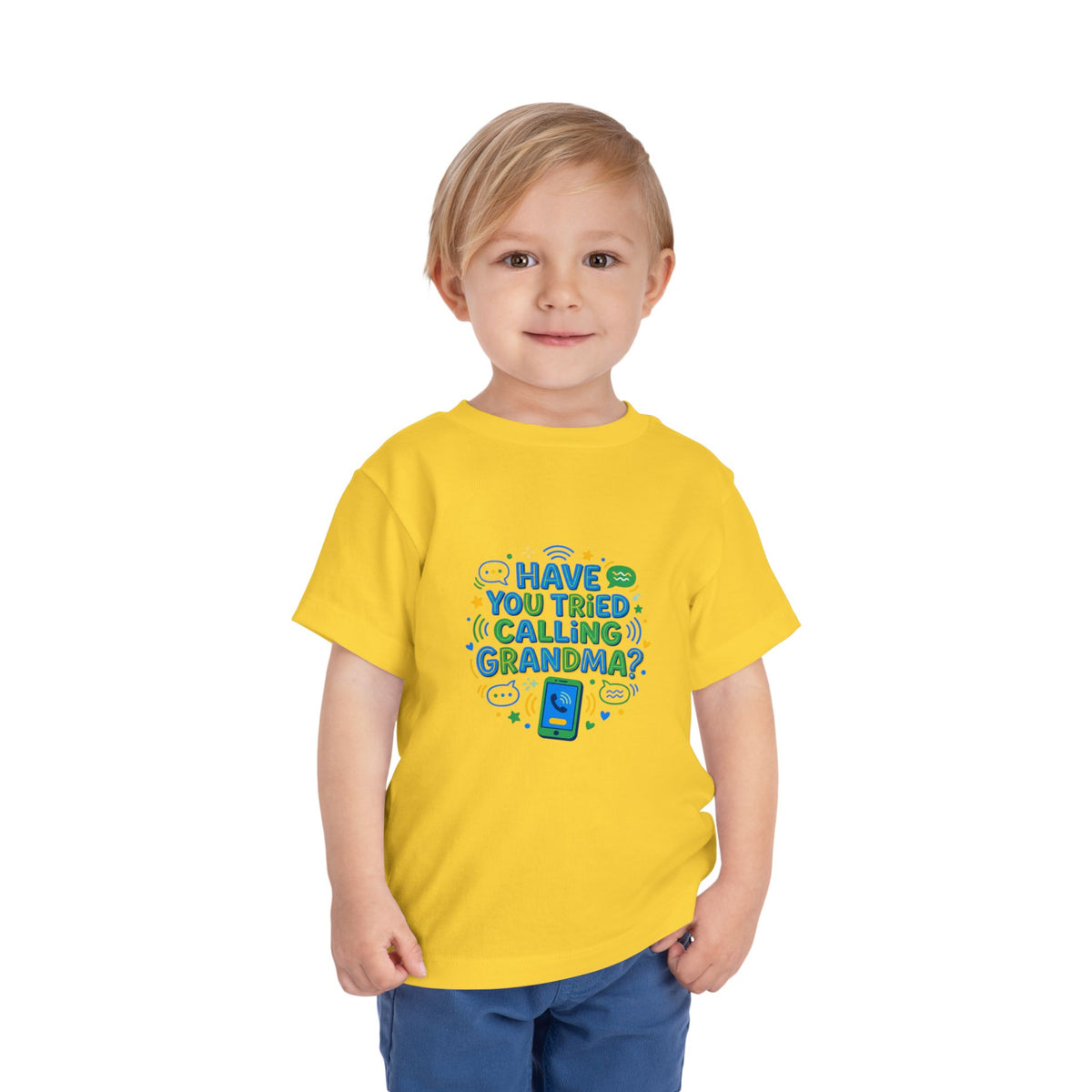 Toddler Tee Shirt— "Have You Tried Calling Grandma?" Cute Phone Graphic