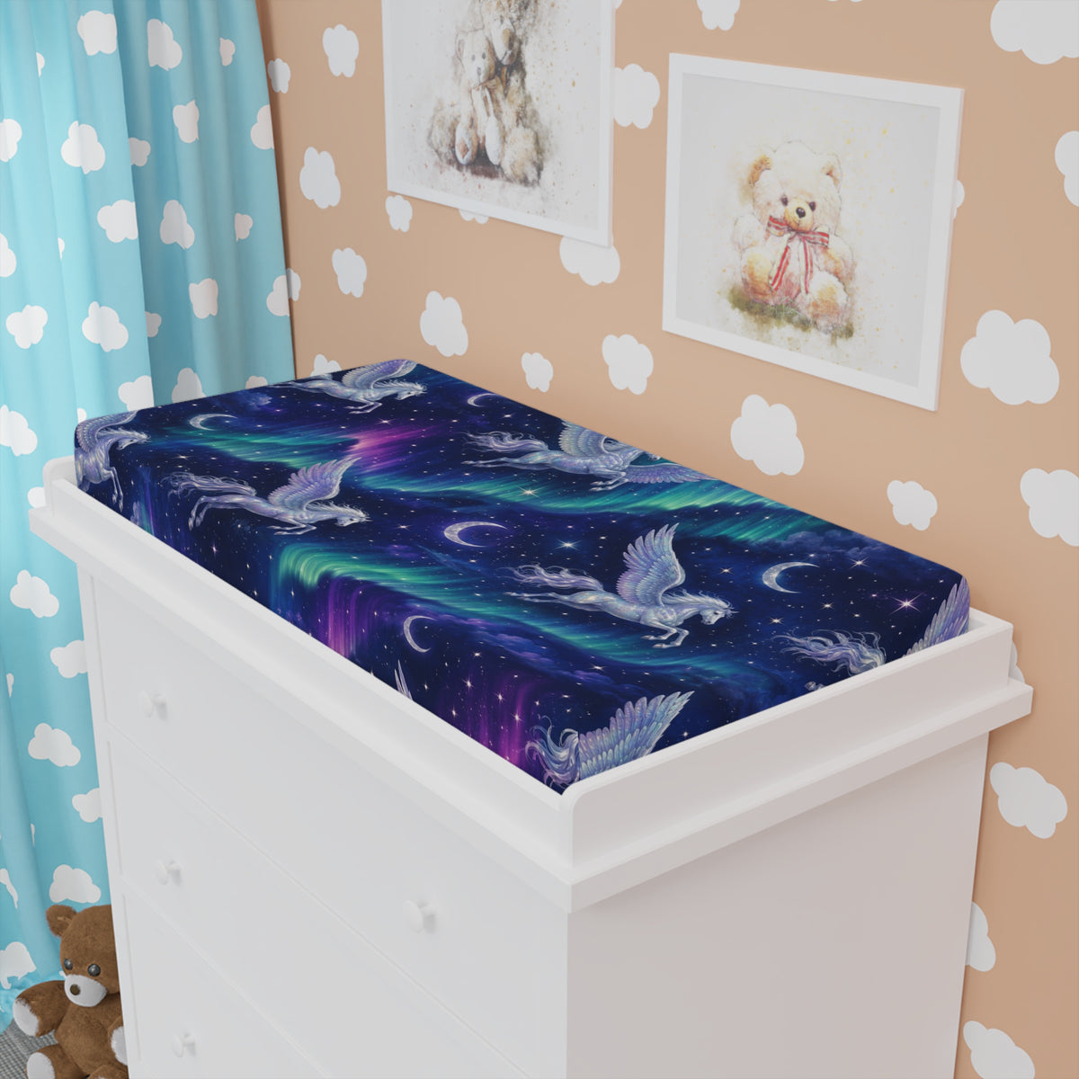 Pegasus Baby Changing Pad Cover — Night Sky Pegasus Nursery Décor
