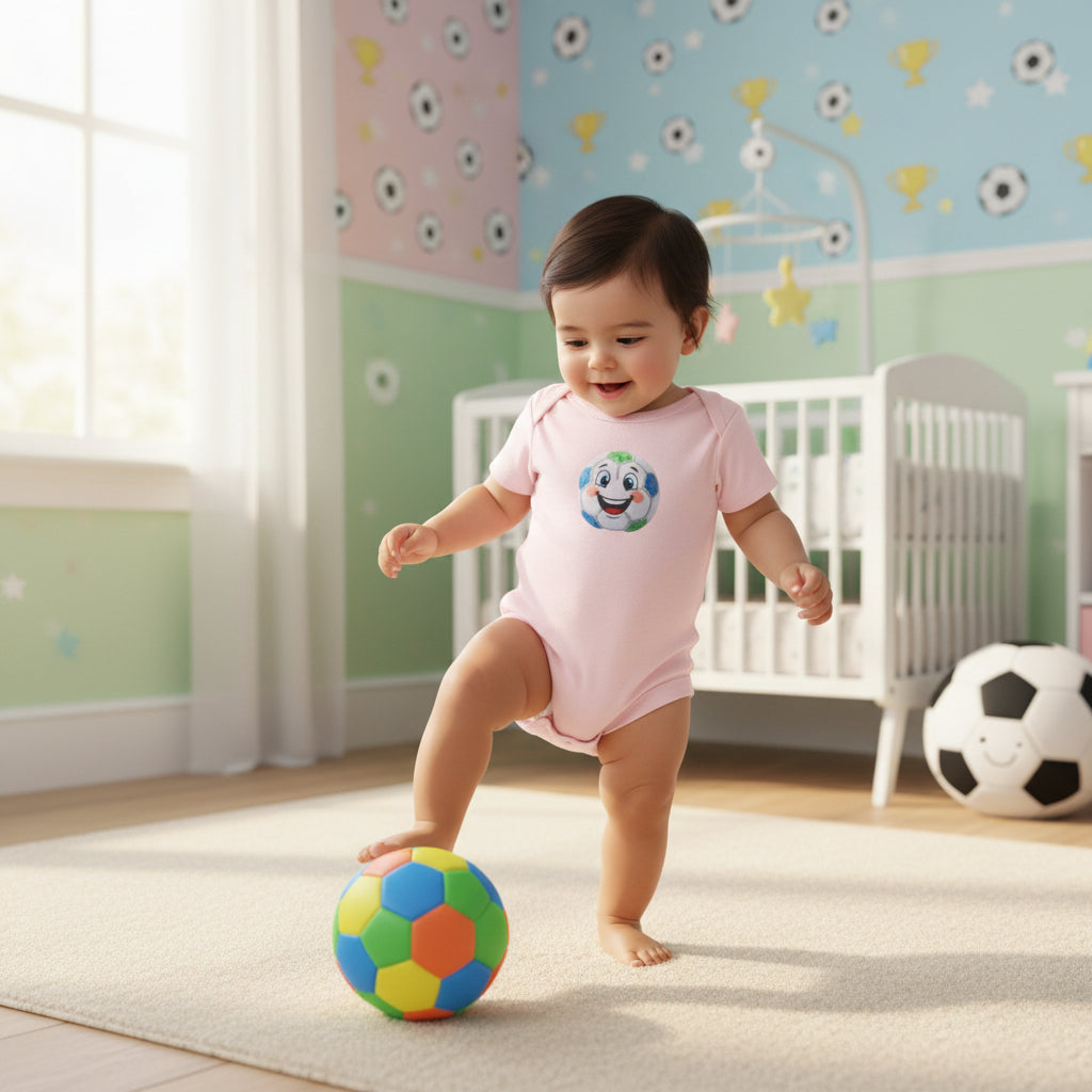 Happy Soccer Ball Baby Onesie — Cute Infant Soccer One-Piece