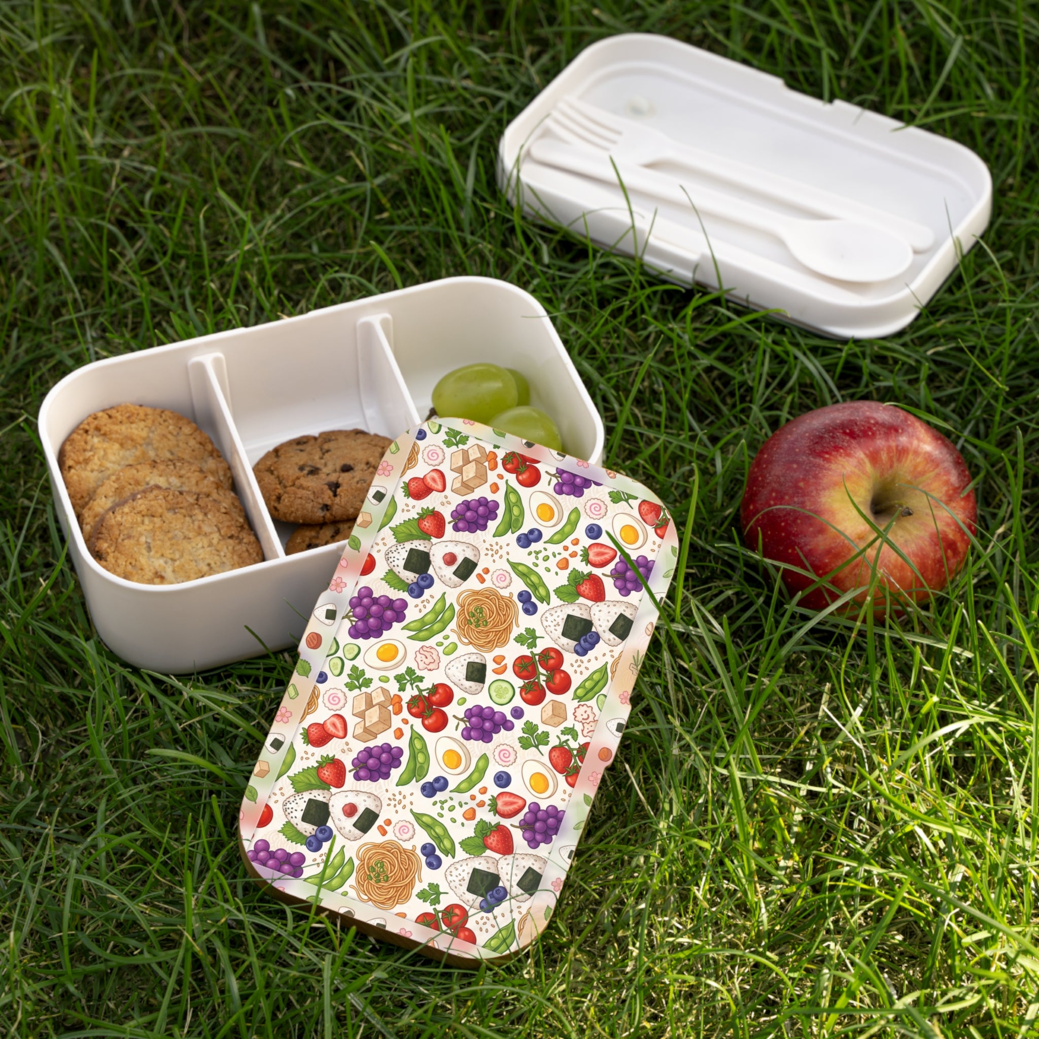 Bento Lunch Box — Cute Japanese Food Pattern Bento Box for Kids & Adults
