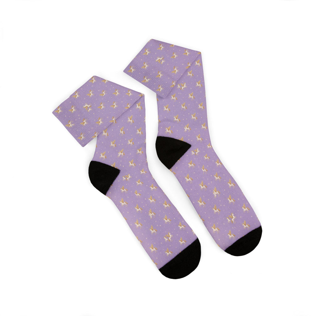 Lavender Pegasus Pattern Socks - Crew Socks