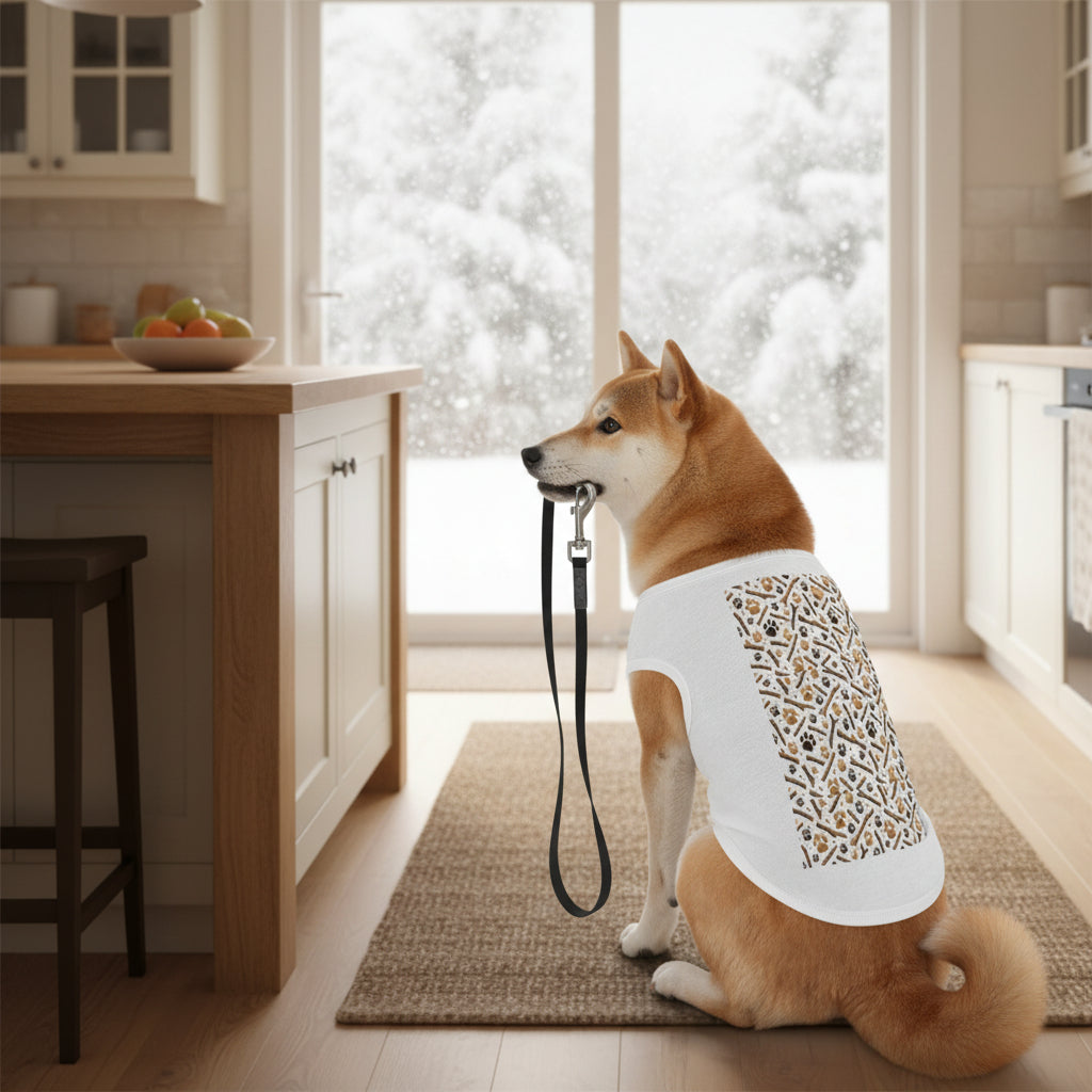 Paw Print & Bone Pattern Pet Tank Top — Cute Dog Shirt