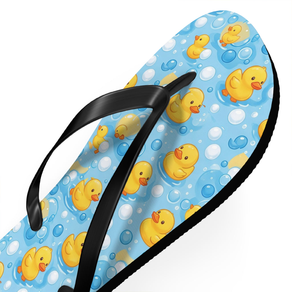 Rubber Duck Pattern Flip Flops – Cute Blue Bubble Beach Sandals