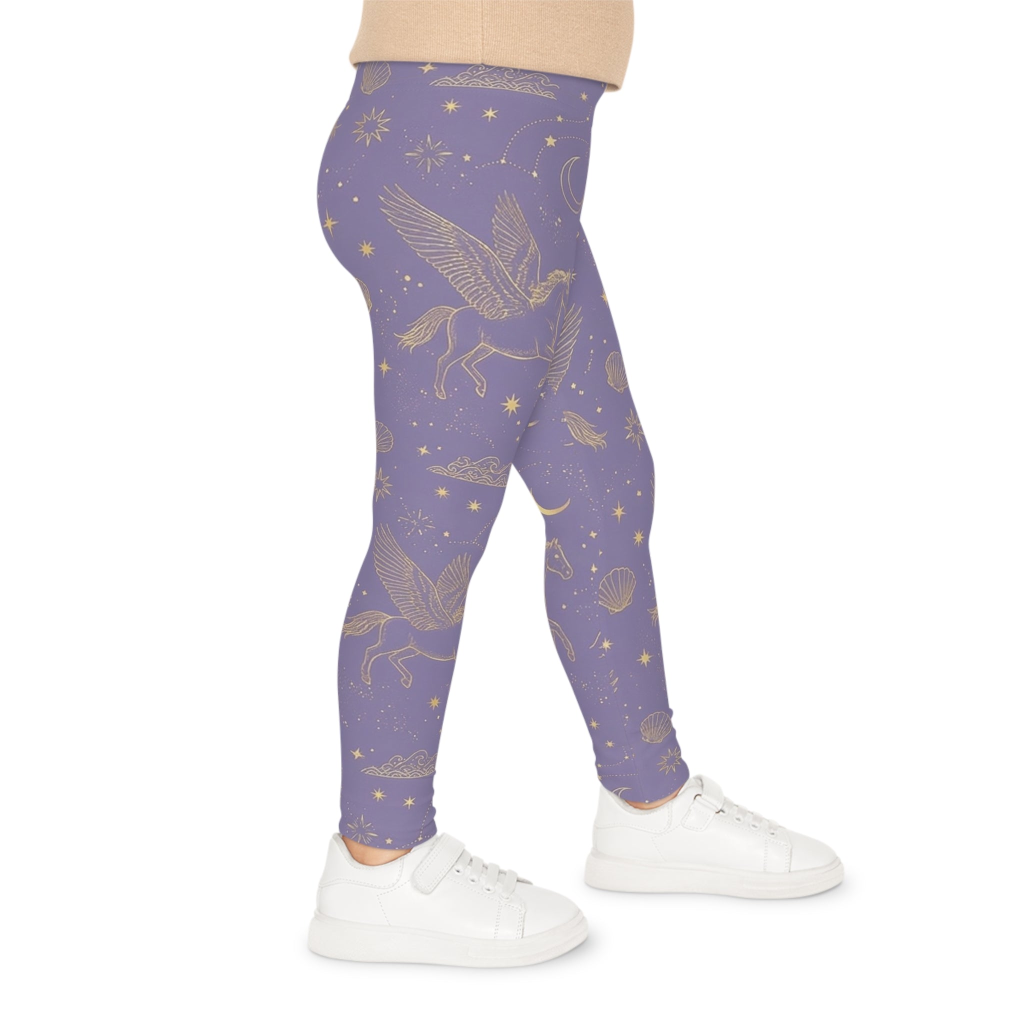 Magical Pegasus Kids Leggings — Purple Celestial Unicorn Print