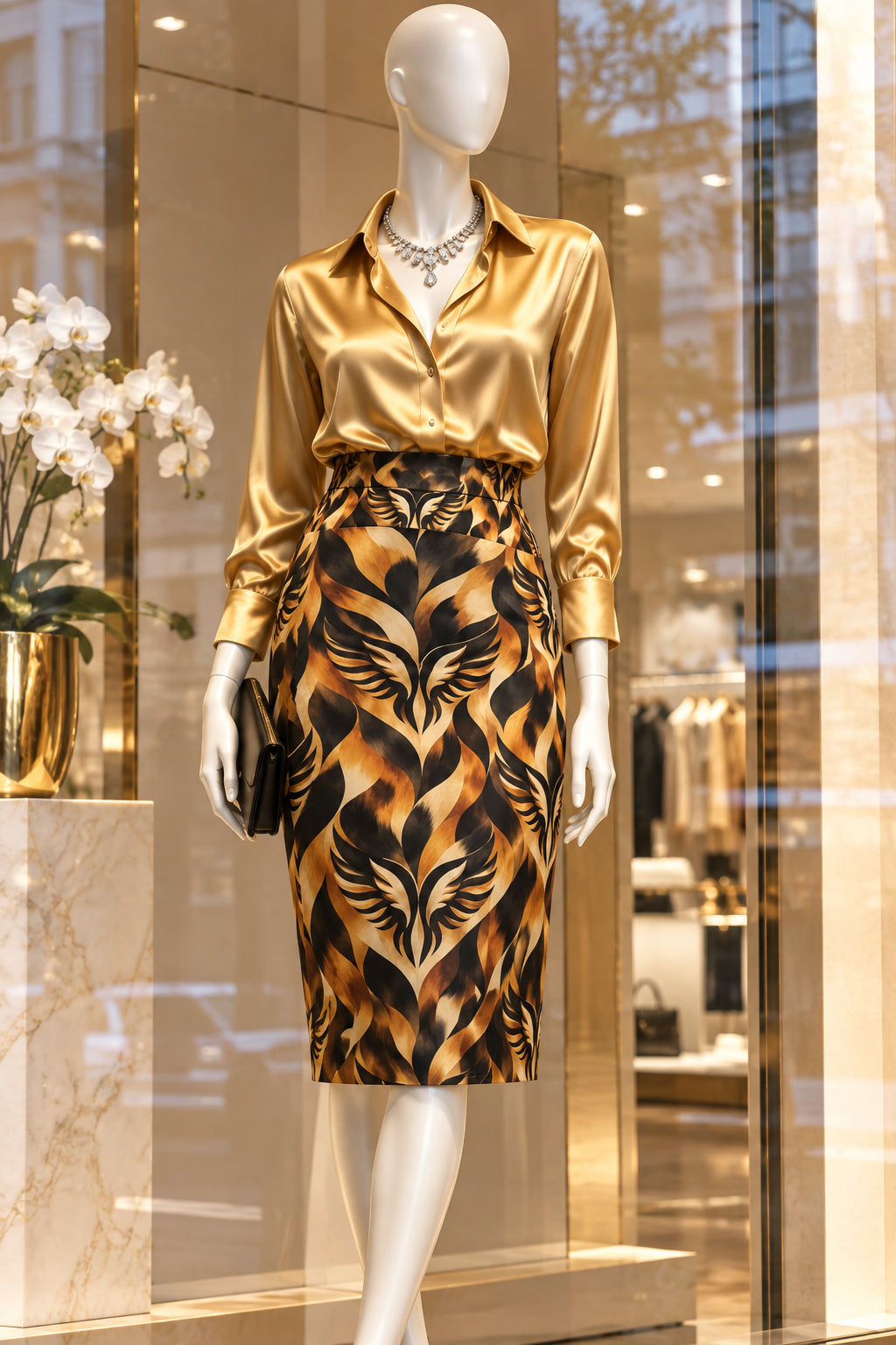 Flame Wing Pencil Skirt