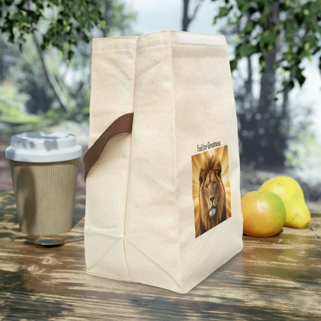 Lion 'Fuel for Greatness' Canvas Lunch Bag