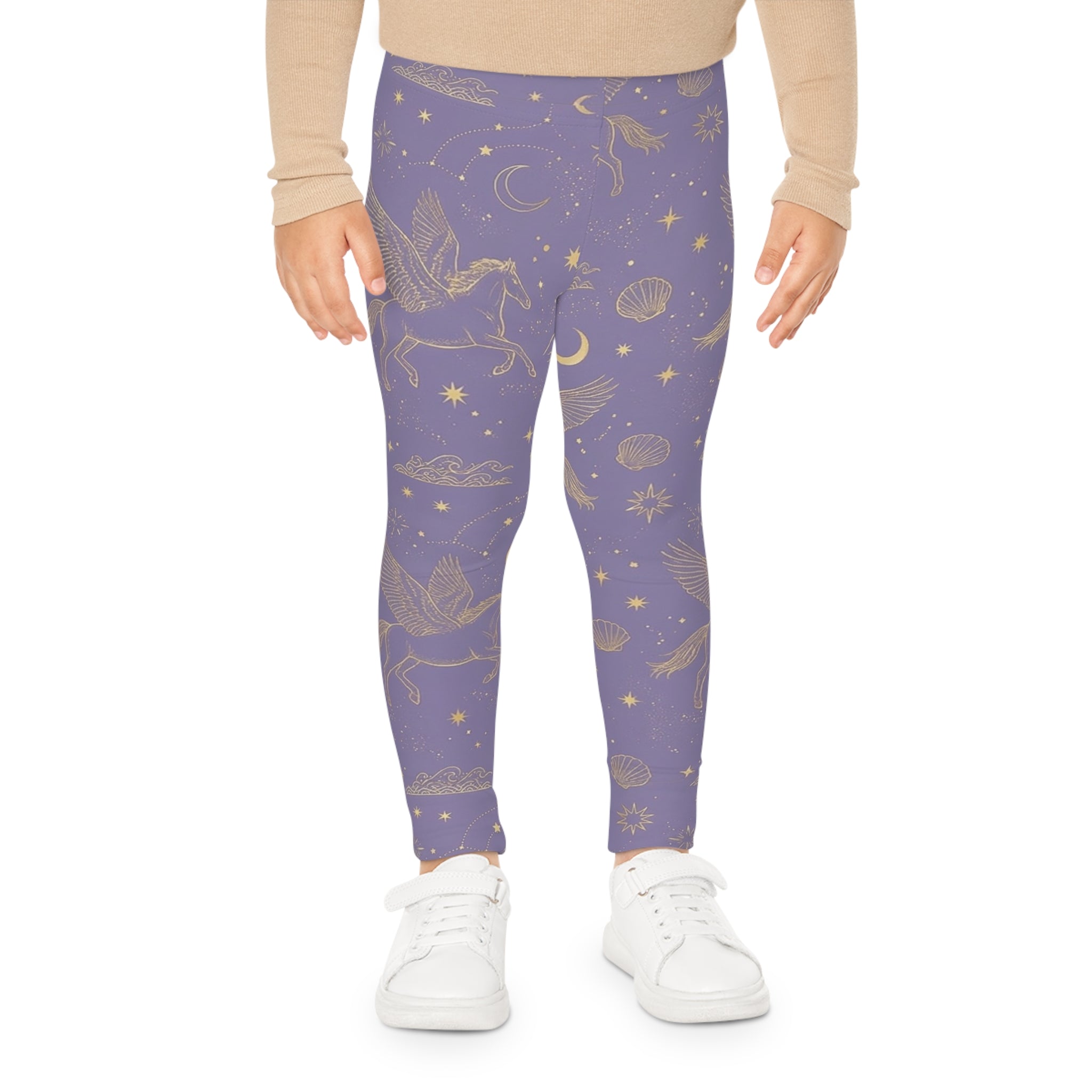 Magical Pegasus Kids Leggings — Purple Celestial Unicorn Print