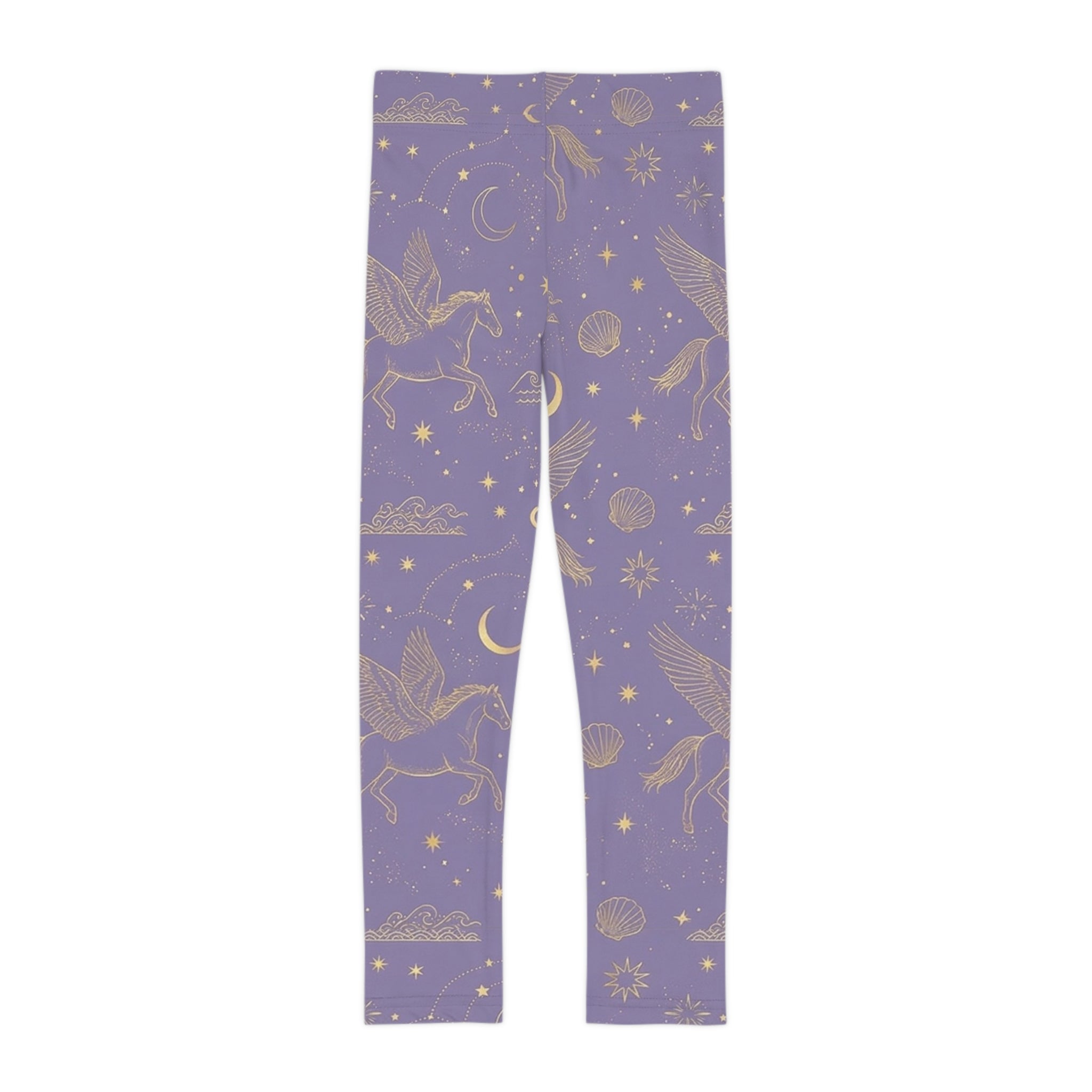 Magical Pegasus Kids Leggings — Purple Celestial Unicorn Print