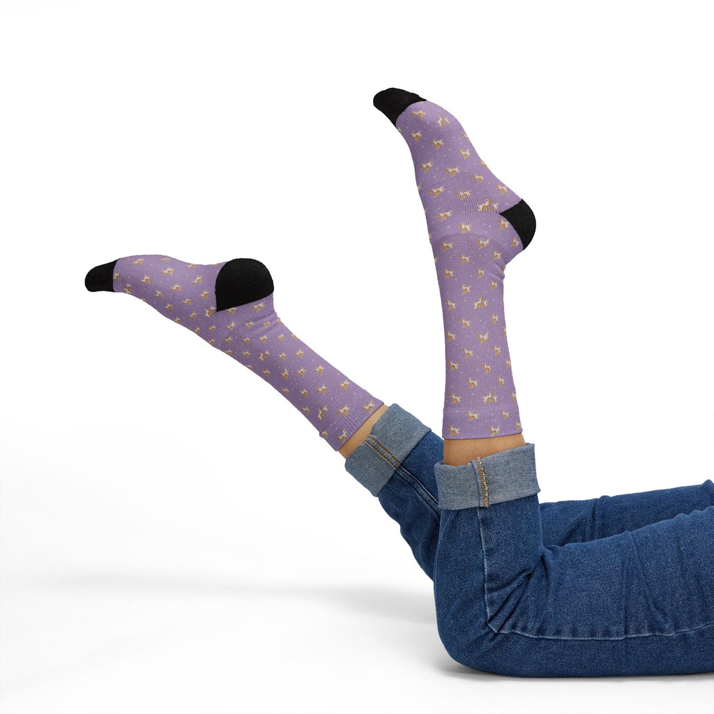 Lavender Pegasus Pattern Socks - Crew Socks