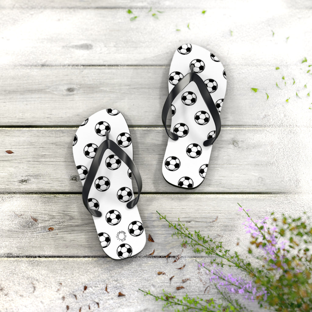 Soccer Ball Flip Flops — Teens & Adult Beach Sandals