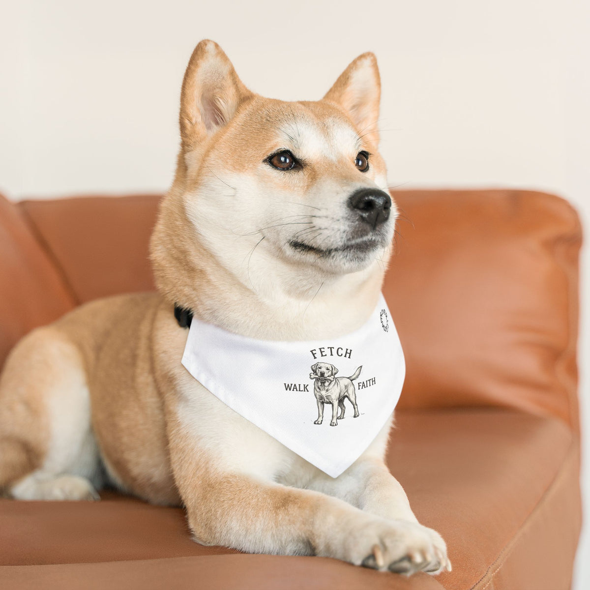 Fetch Walk Faith Dog Bandana Collar — 'Fetch Walk Faith' Graphic Pet Accessory