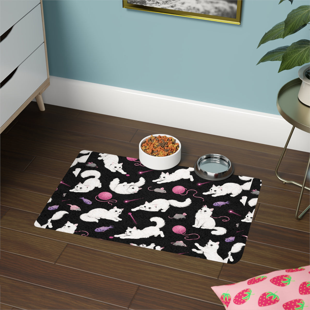 Cat Mealtime Mat (12x18) — Non-Slip Feeding Playful Mat for Cats