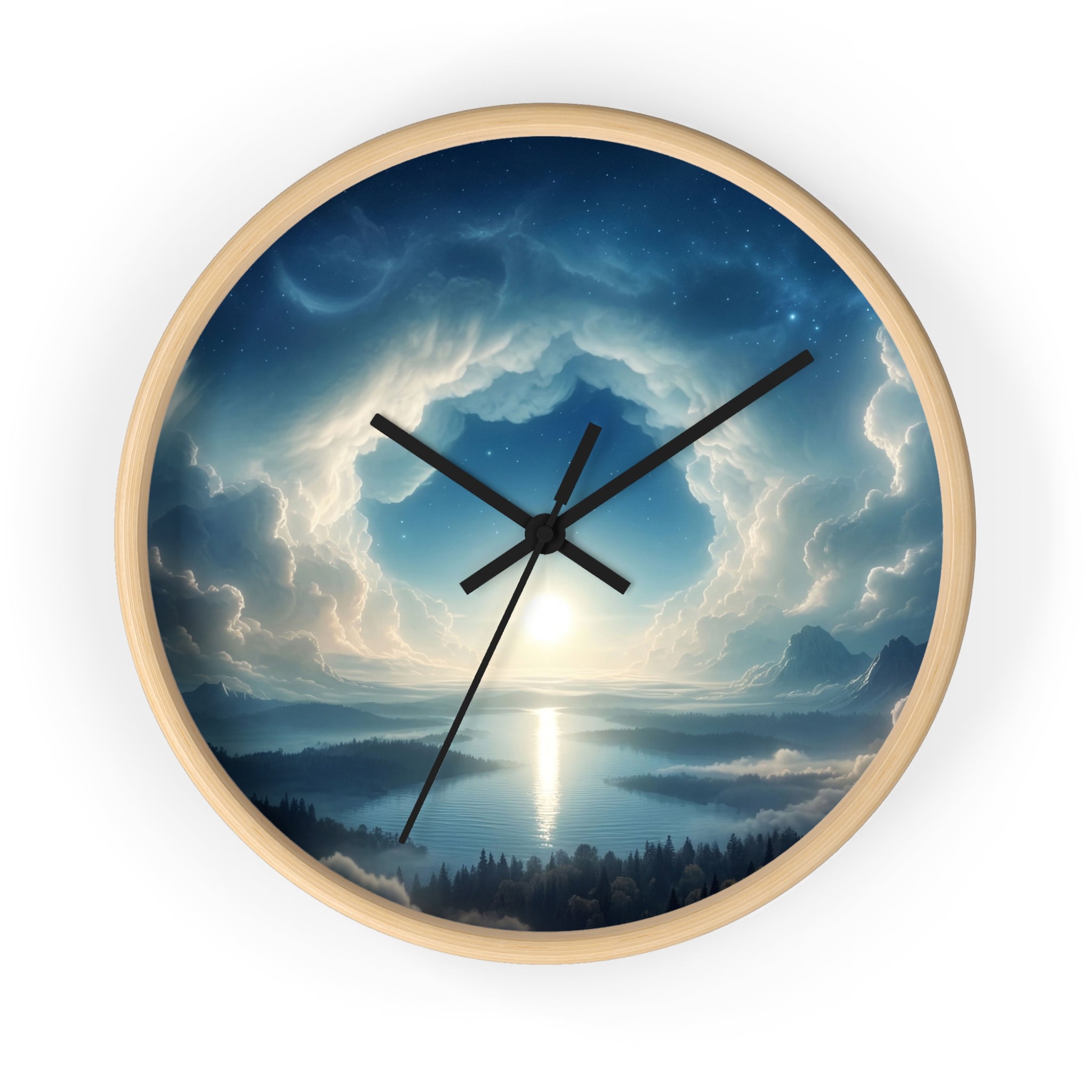 Sunrise Portal Wall Clock — Dreamy Celestial Landscape Clock