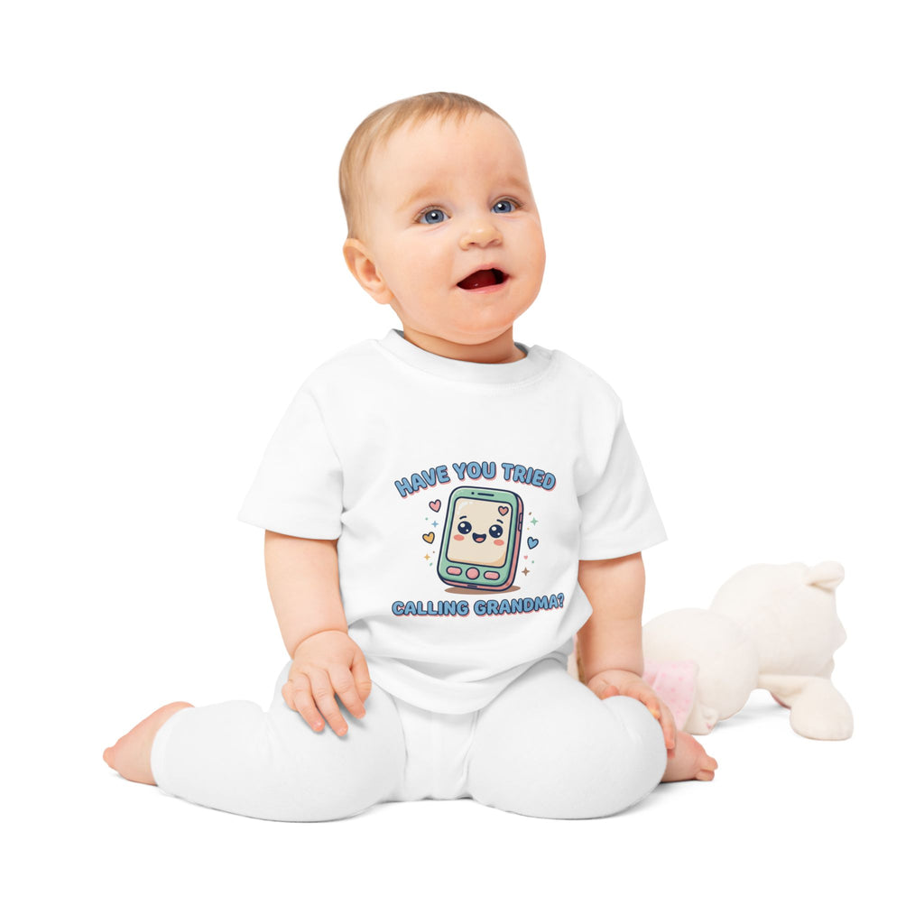 Have You Tried Calling Grandma? Cute Baby T-Shirt — Adorable Kawaii Phone Design for Newborns & Infant Gifts