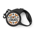 Retractable Pet Leash — "Got Treats" Paw Print Design