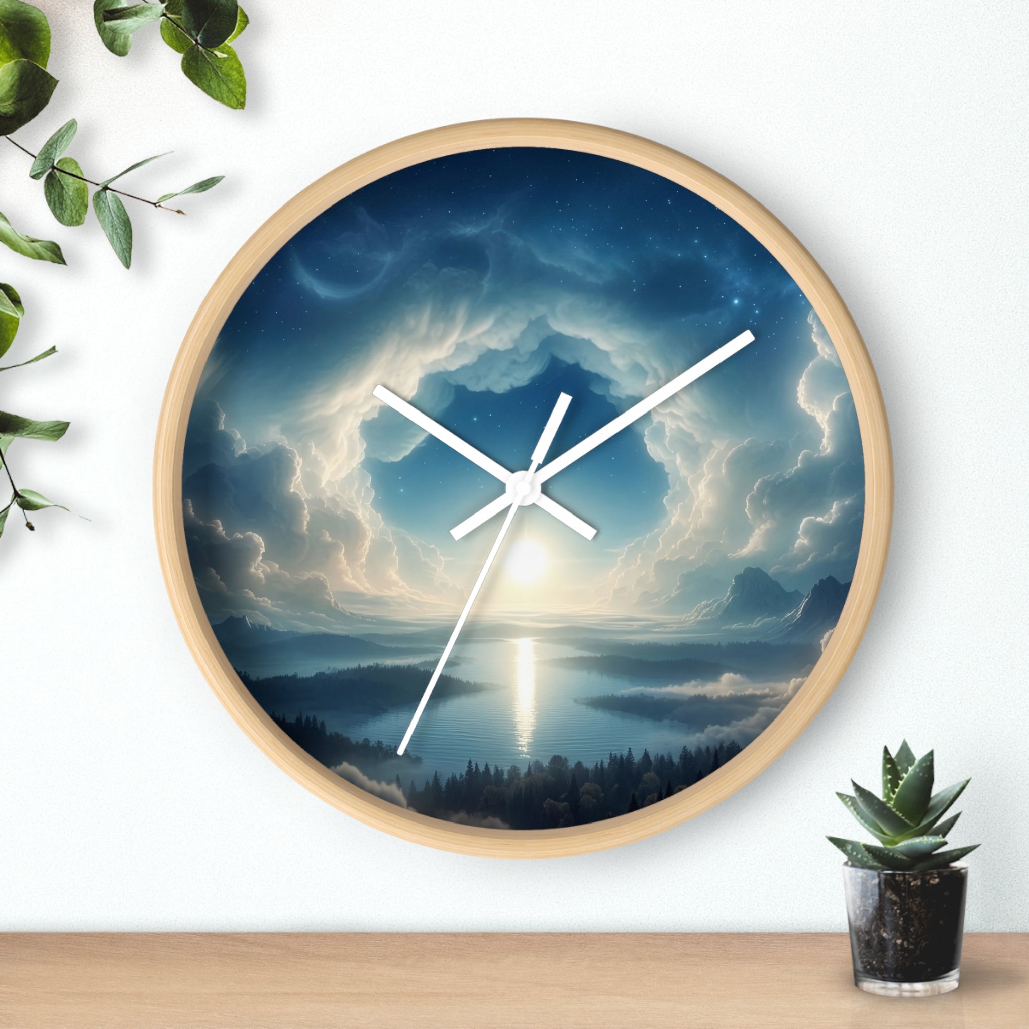 Sunrise Portal Wall Clock — Dreamy Celestial Landscape Clock