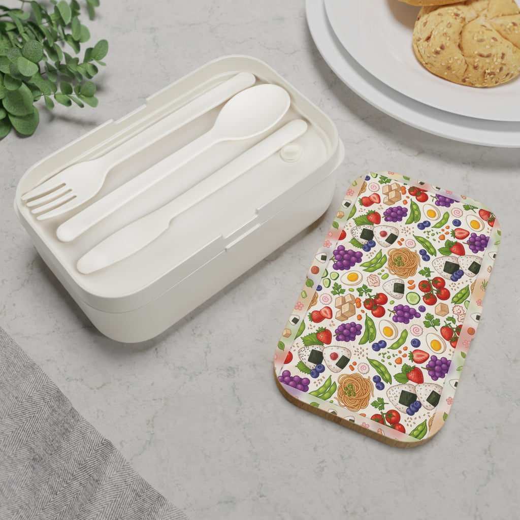 Bento Lunch Box — Cute Japanese Food Pattern Bento Box for Kids & Adults