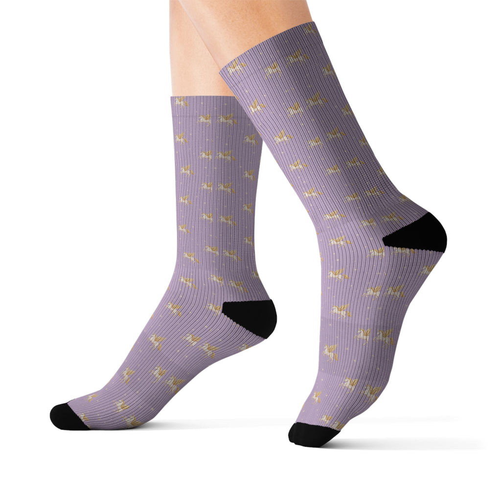 Lavender Pegasus Pattern Socks - Crew Socks