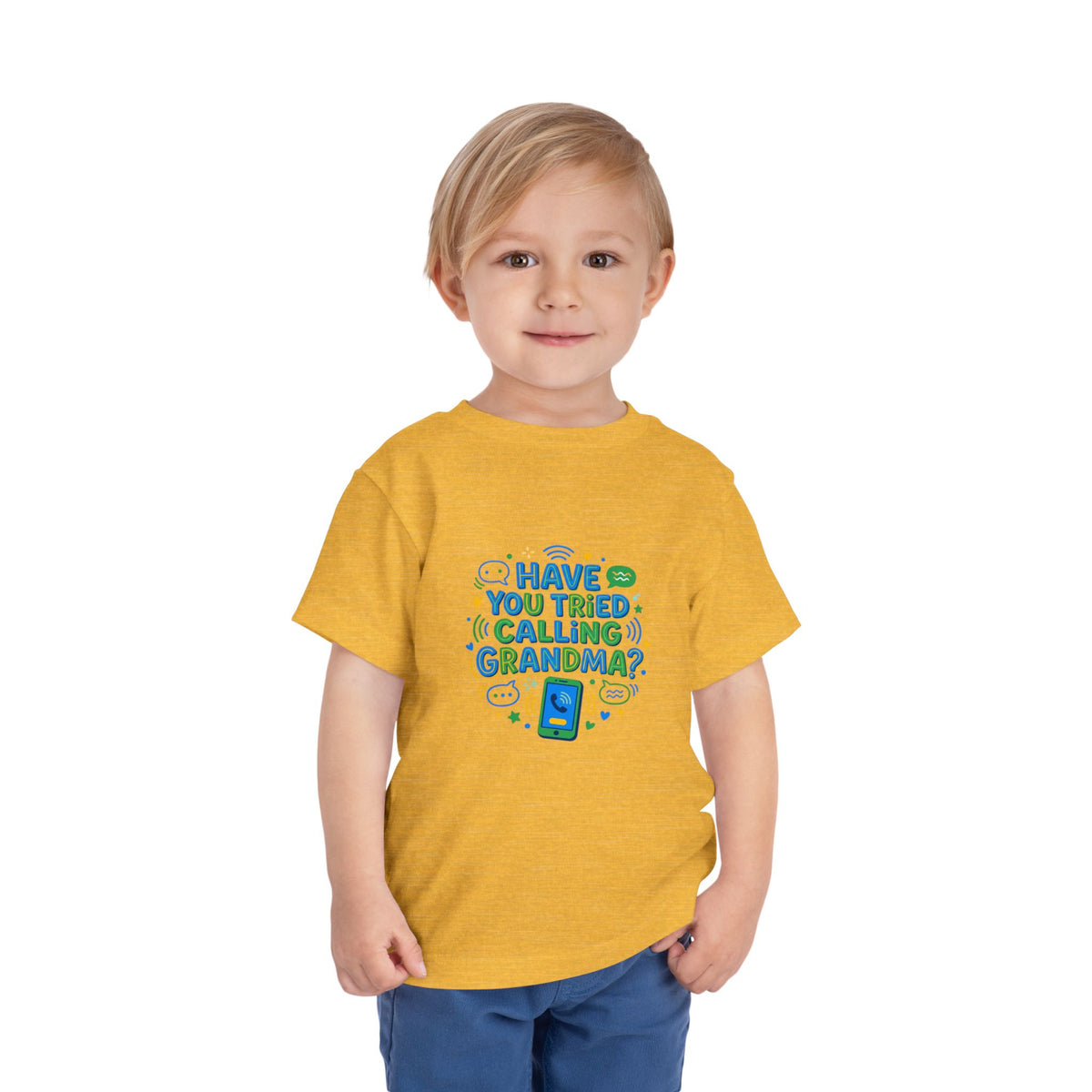 Toddler Tee Shirt— "Have You Tried Calling Grandma?" Cute Phone Graphic