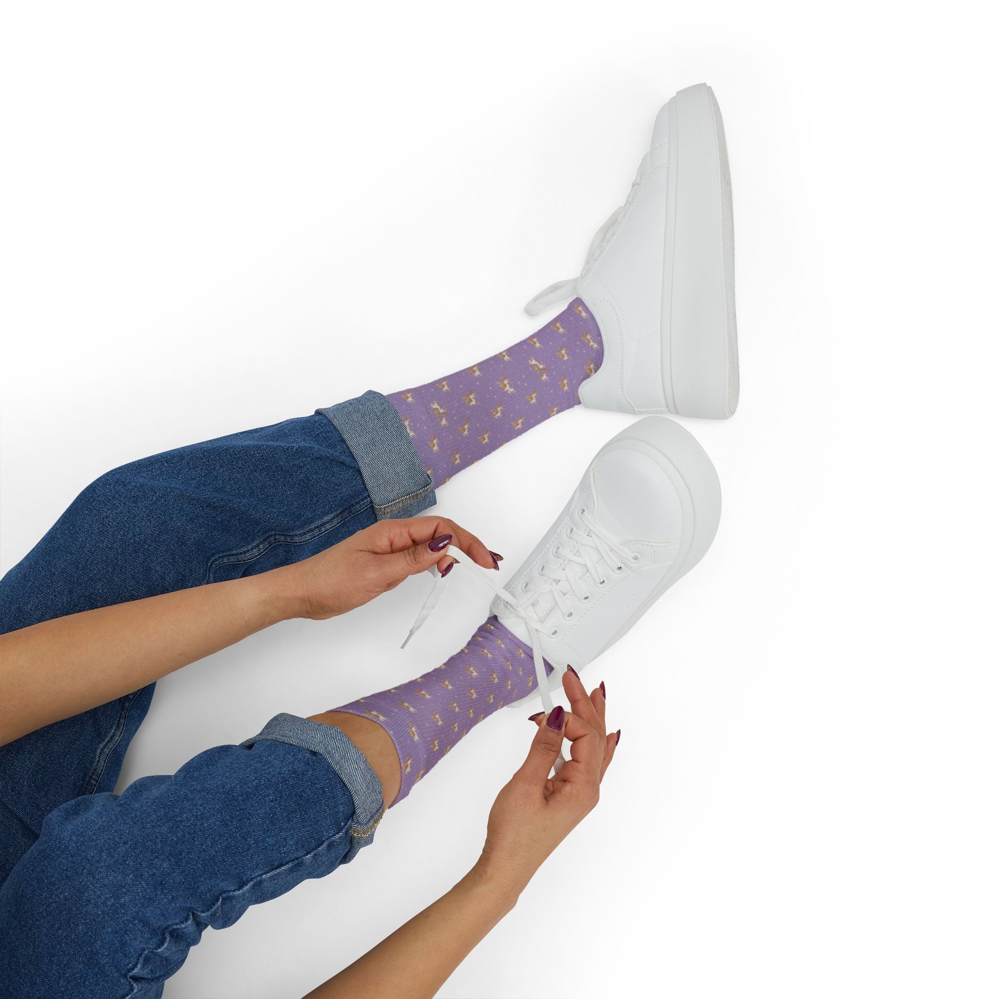 Lavender Pegasus Pattern Socks - Crew Socks