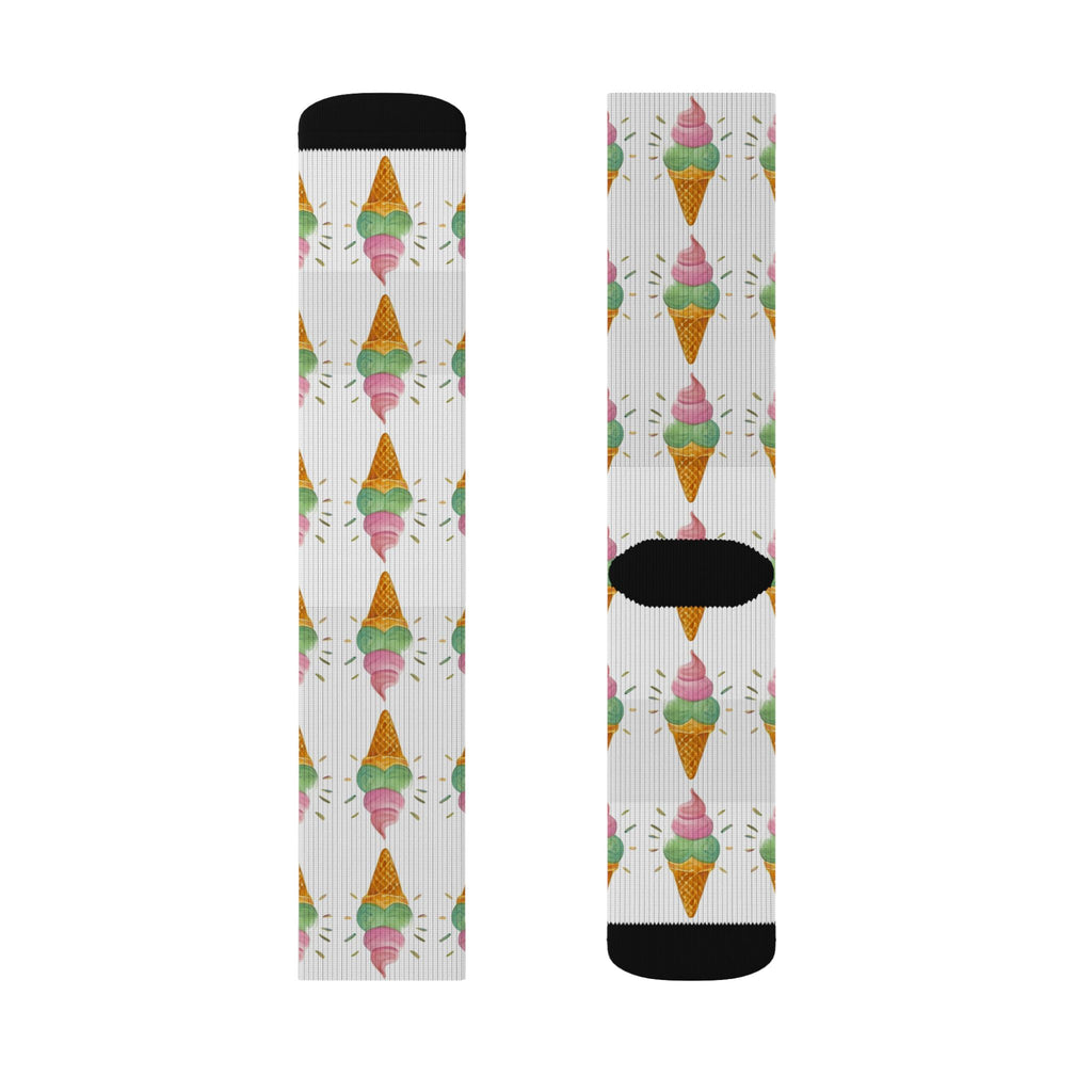 Ice Cream Cone Sublimation Socks — Fun Dessert Pattern Crew Socks