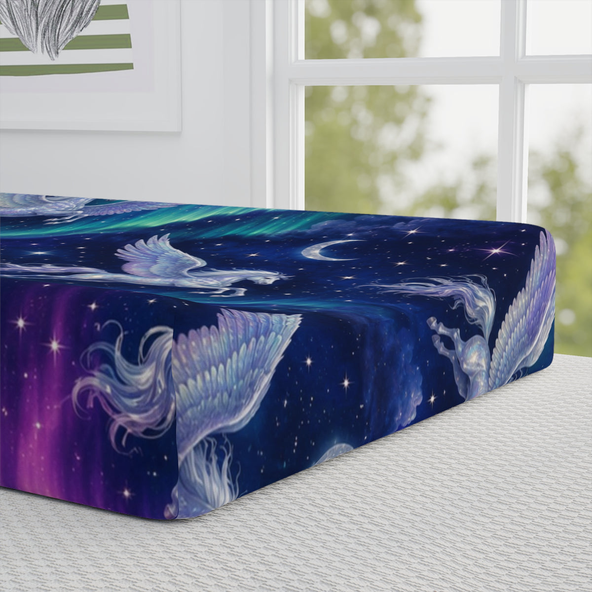 Pegasus Baby Changing Pad Cover — Night Sky Pegasus Nursery Décor