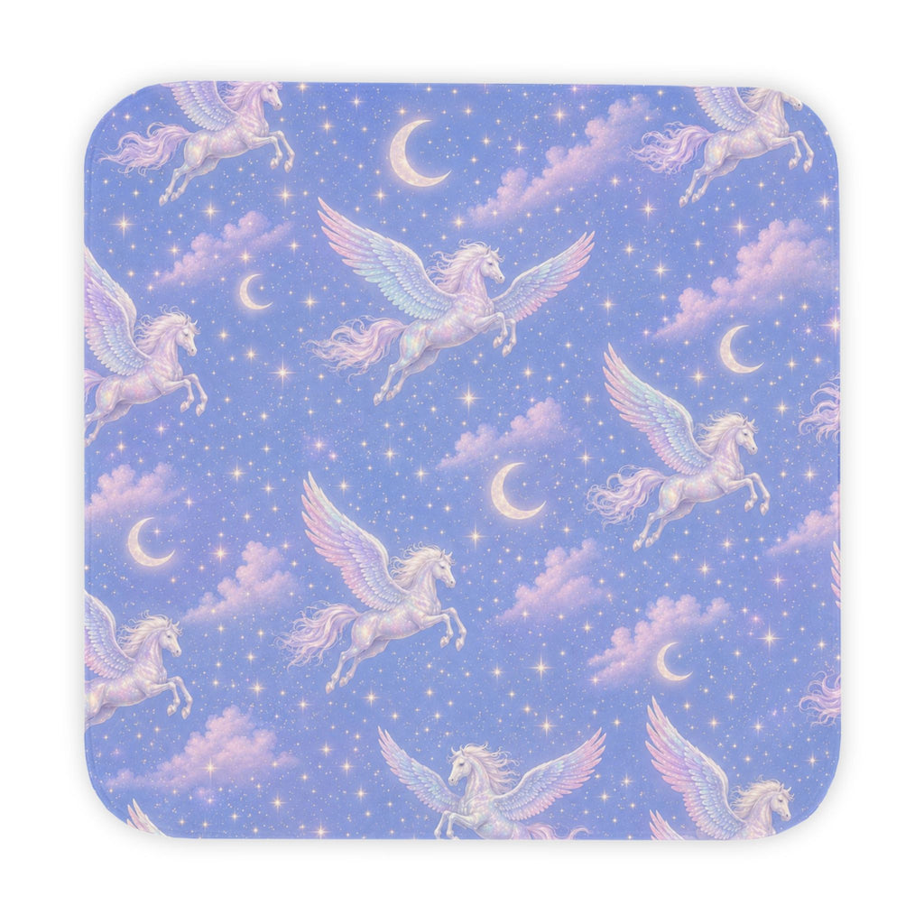 Hooded Baby Towel — Pastel Pegasus Moon & Stars Hooded Bath Wrap for Infants