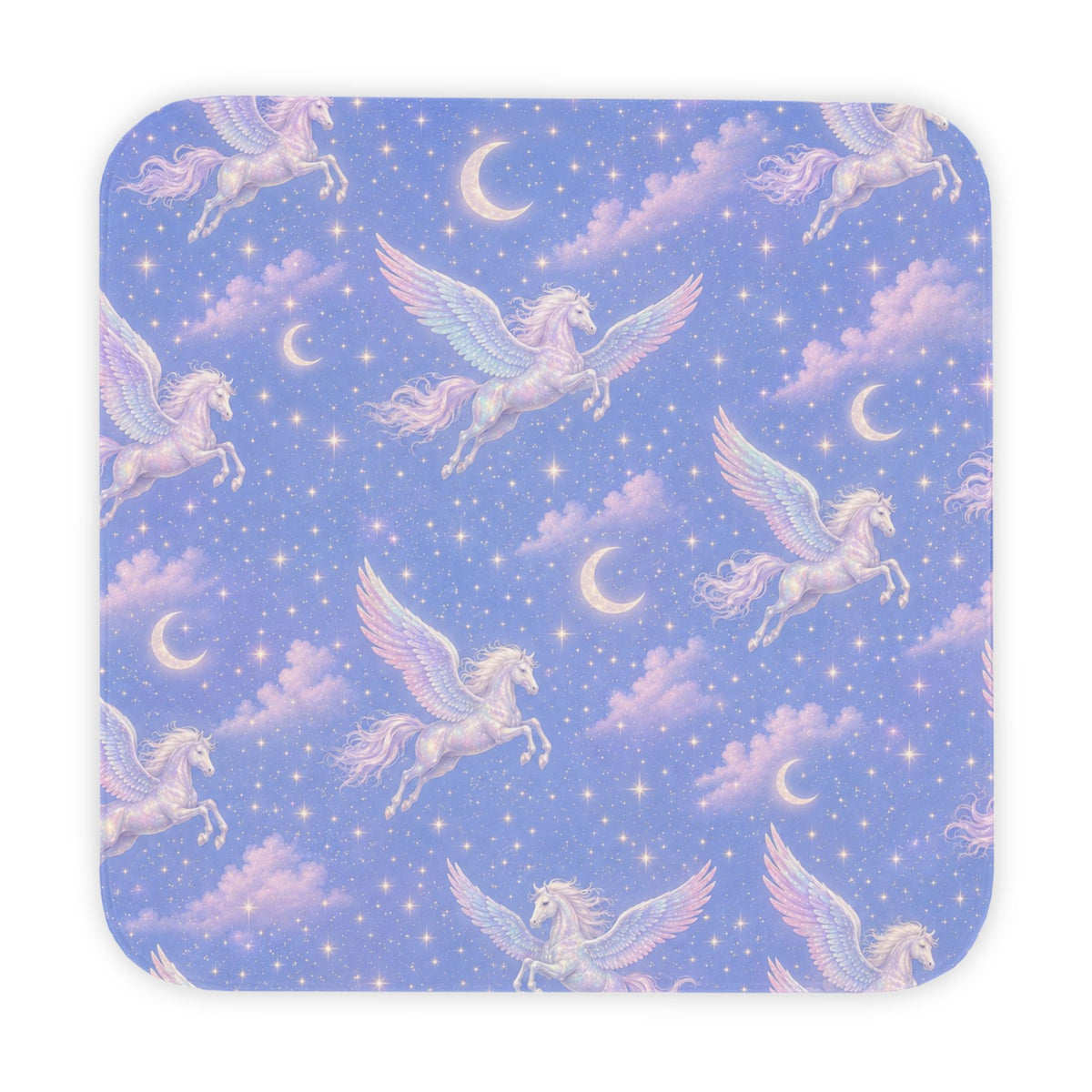 Hooded Baby Towel — Pastel Pegasus Moon & Stars Hooded Bath Wrap for Infants