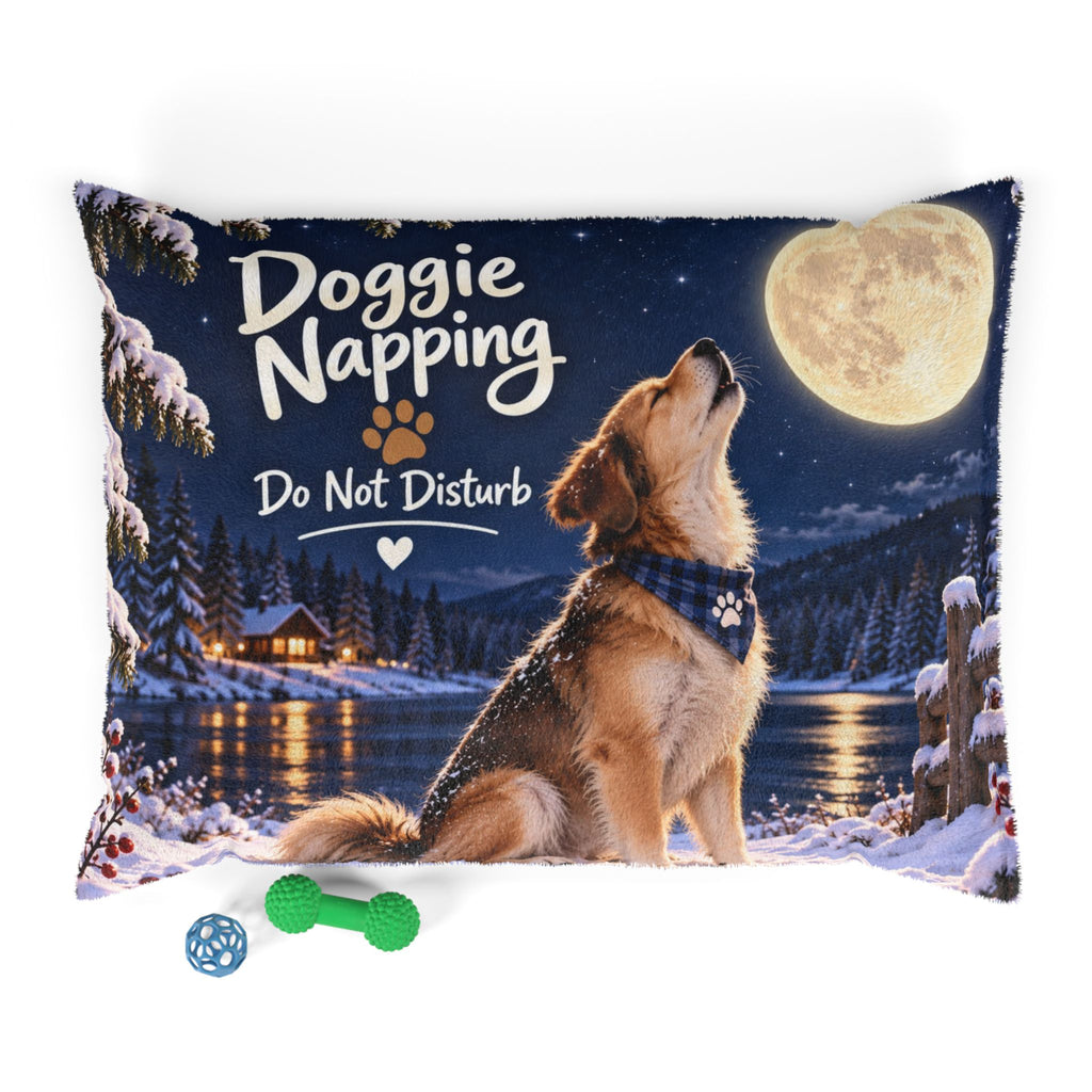 Doggie Napping Pet Bed — "Do Not Disturb" Cozy Winter Dog Bed