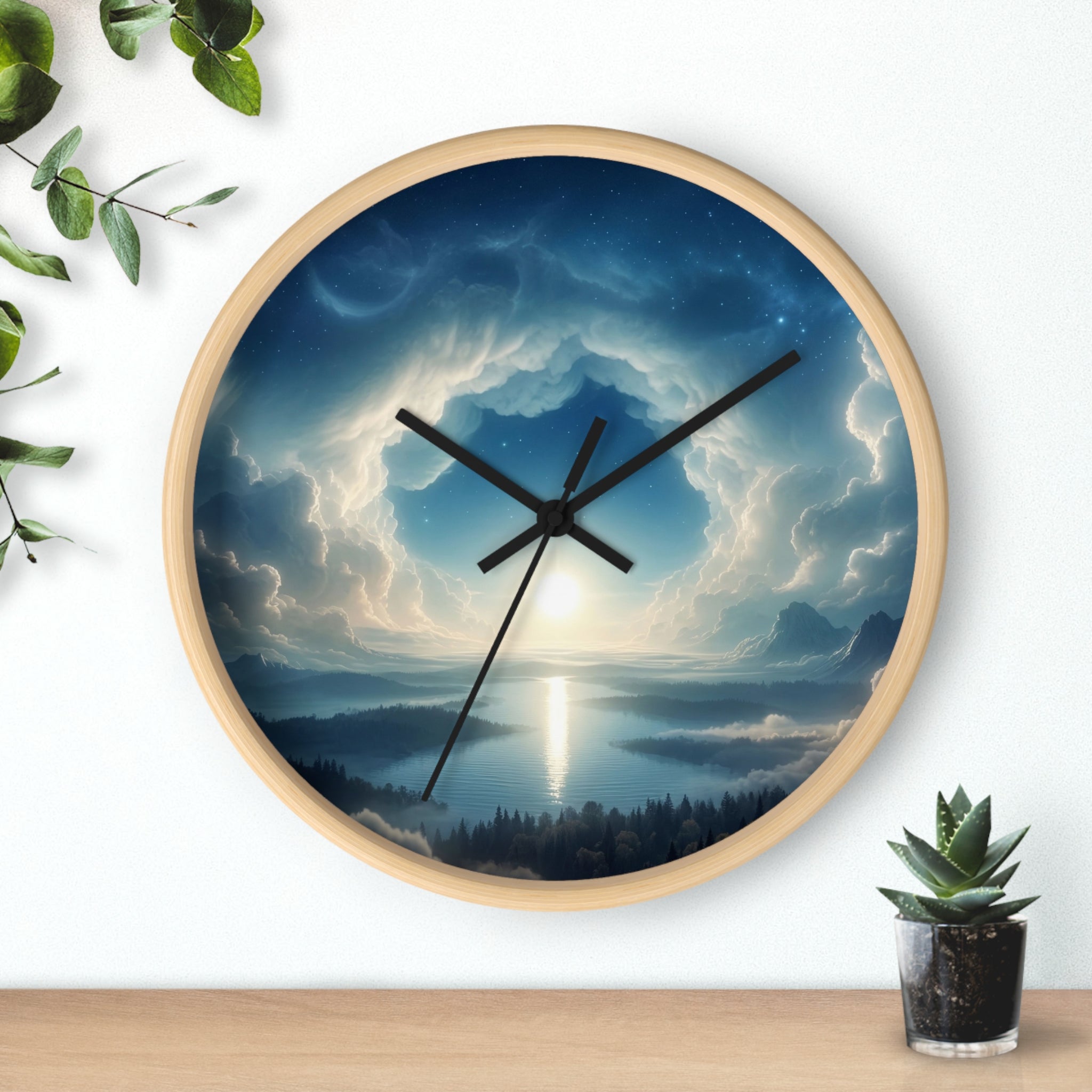 Sunrise Portal Wall Clock — Dreamy Celestial Landscape Clock