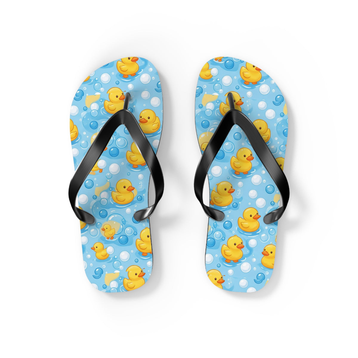 Rubber Duck Pattern Flip Flops – Cute Blue Bubble Beach Sandals