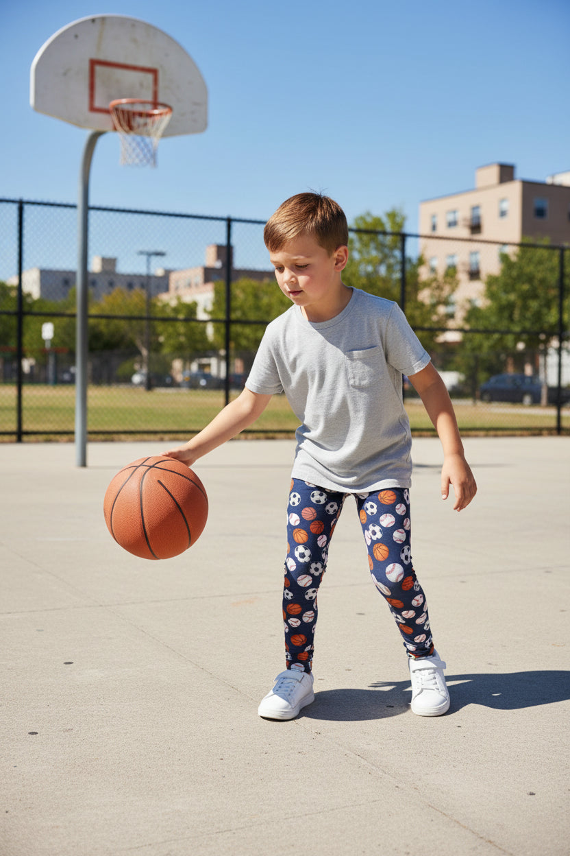 Kids Sports Balls Leggings — All Soccer, Basketball & Baseball Players Invited