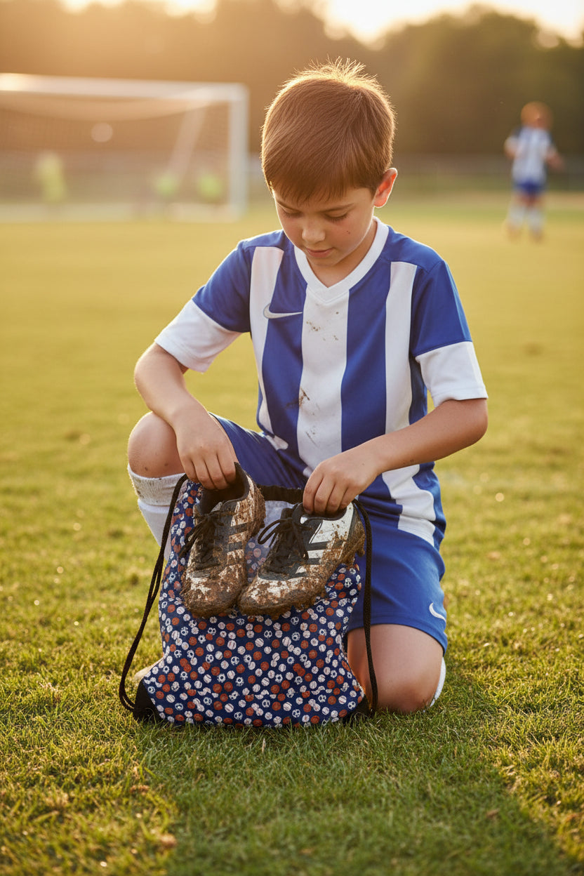 Sports Ball Print Drawstring Bag
