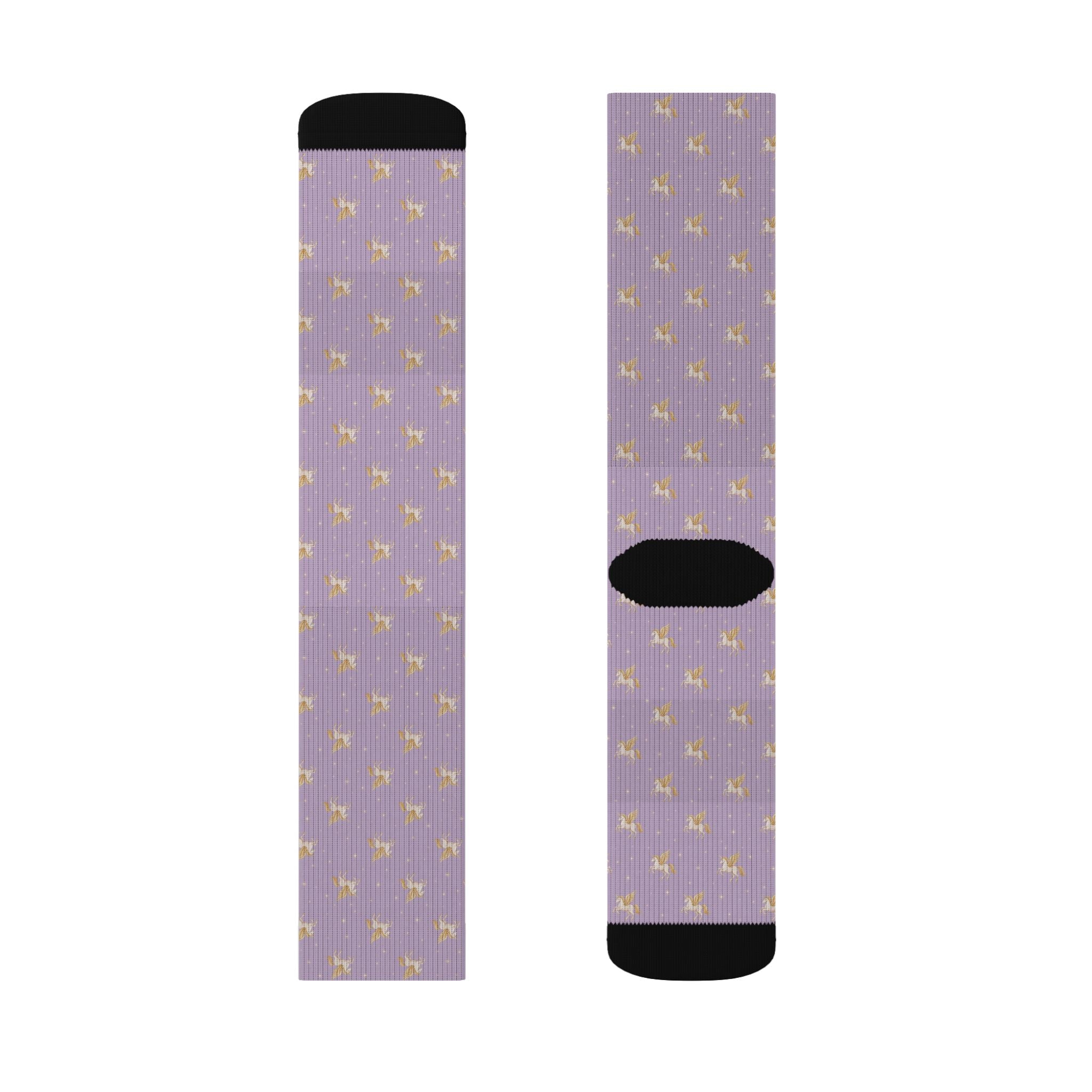 Lavender Pegasus Pattern Socks - Crew Socks