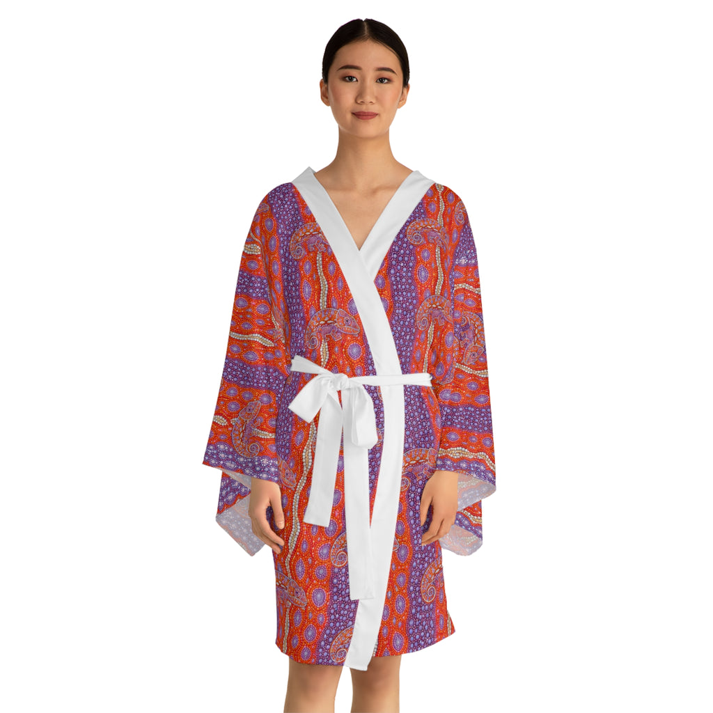 Red Paisley Kimono Robe – Long Sleeve