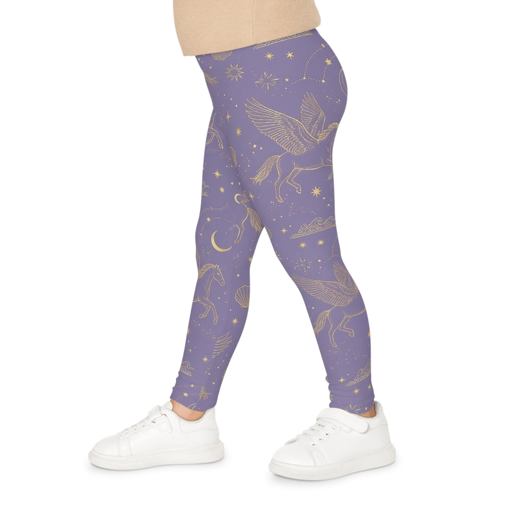 Magical Pegasus Kids Leggings — Purple Celestial Unicorn Print