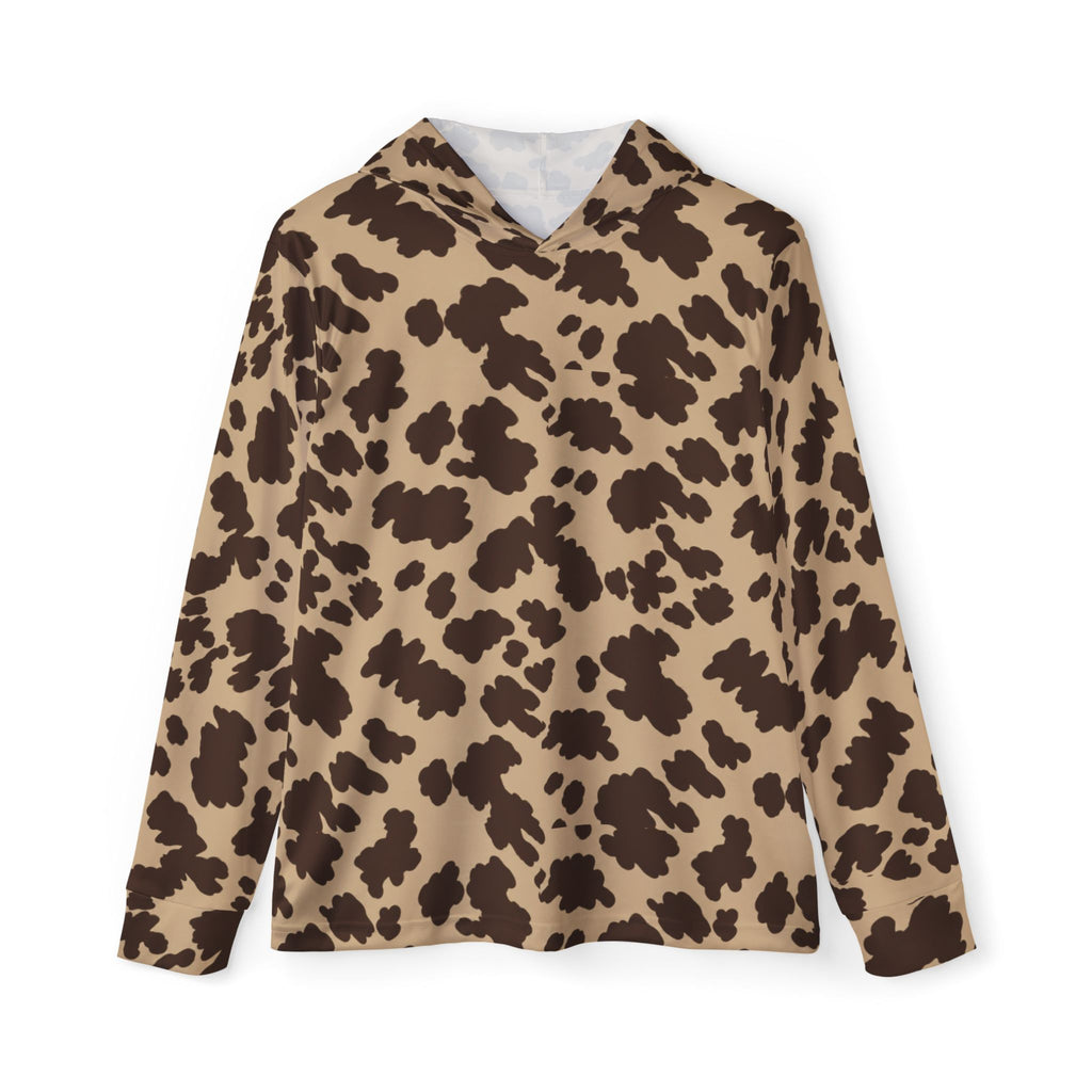 Brown Cow Print Hoodie — All-Over-Print Warmup Pullover