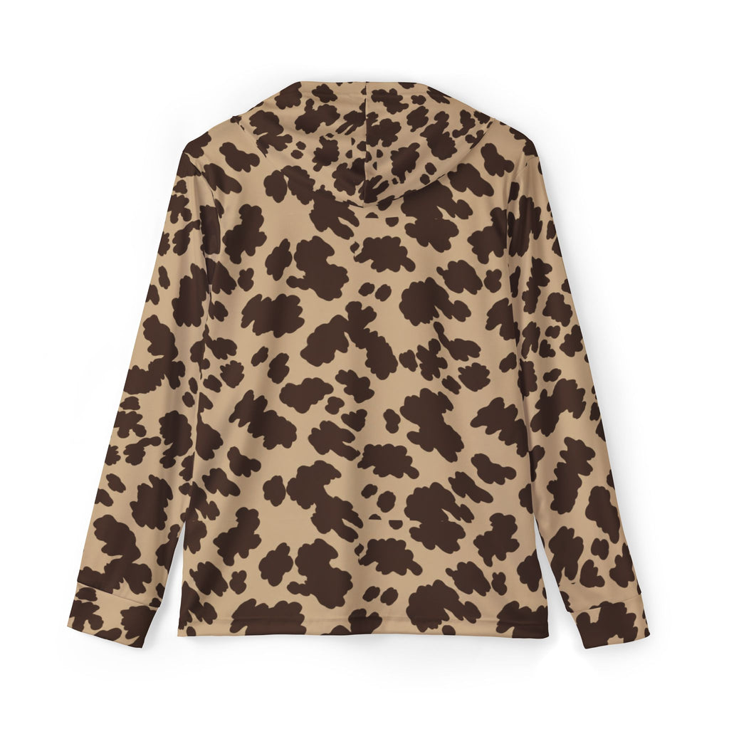 Brown Cow Print Hoodie — All-Over-Print Warmup Pullover