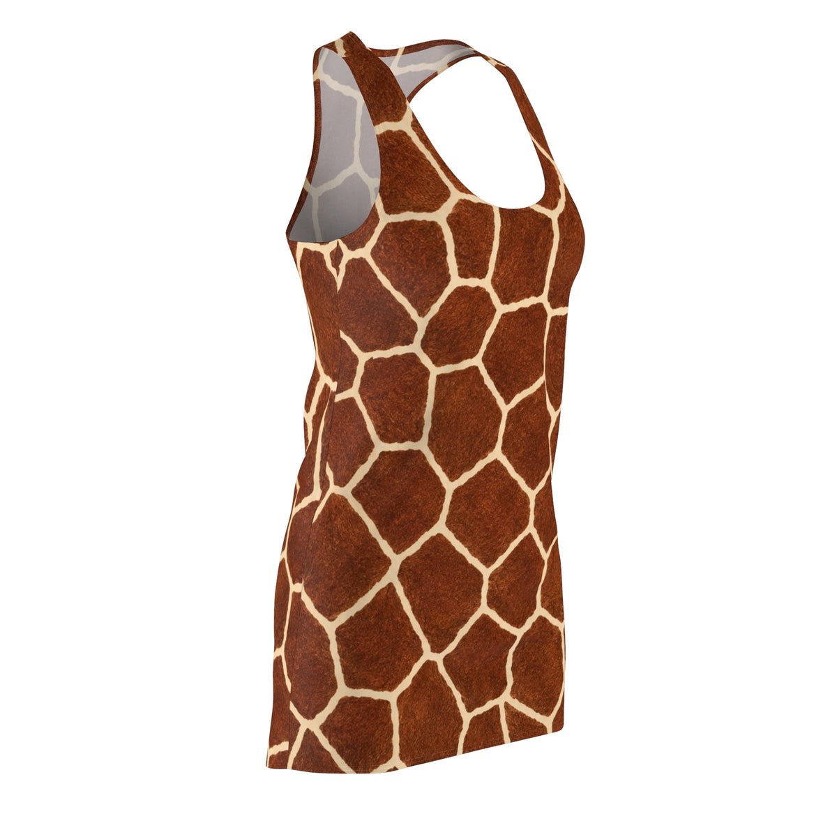 Giraffe Print Racerback Dress — Safari Animal Pattern Women's Dress