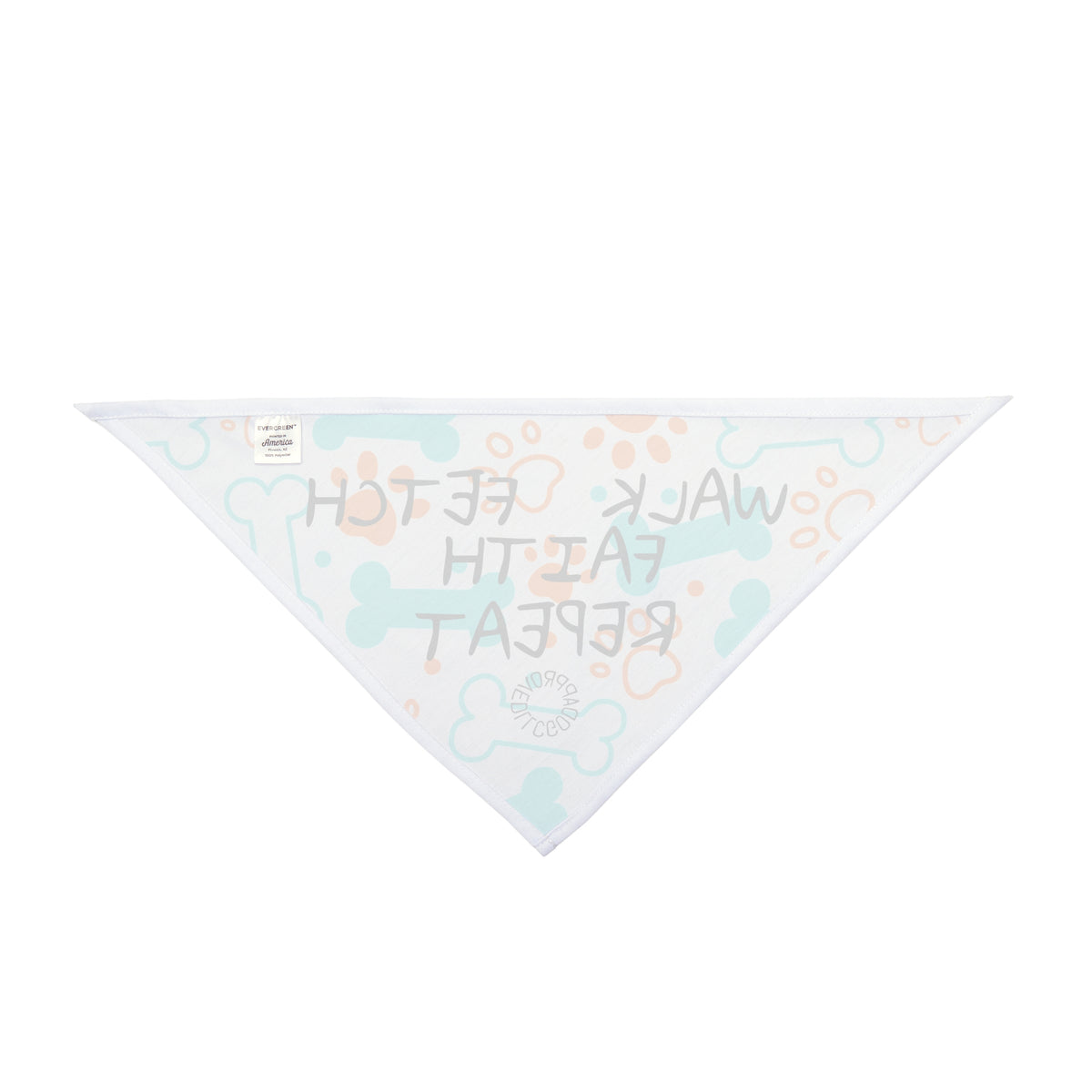 Walk, Fetch, Faith Repeat Pet Bandana — Dog Bandana with Bones & Paw Print Design