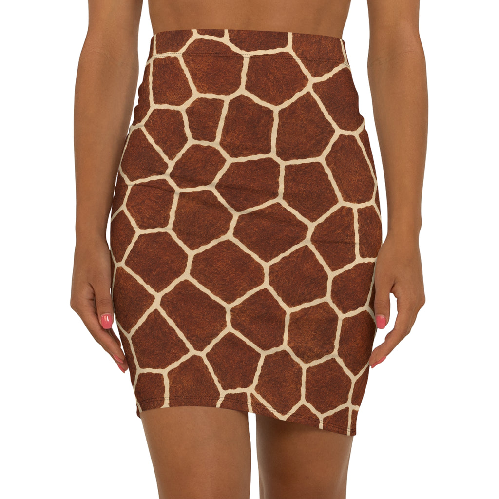 Giraffe Print Pencil Skirt — Mid‑Waist