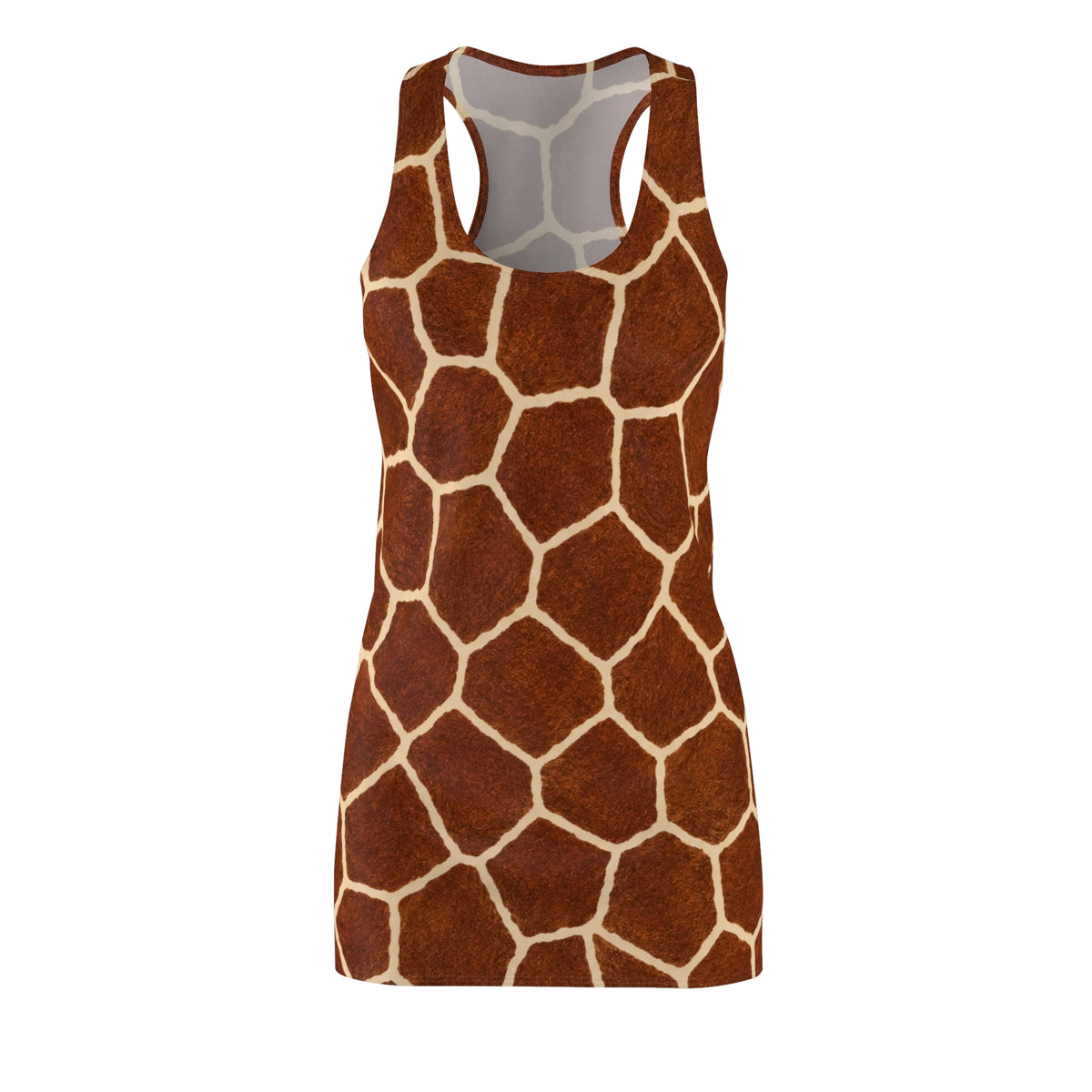 Giraffe Print Racerback Dress — Safari Animal Pattern Women's Dress