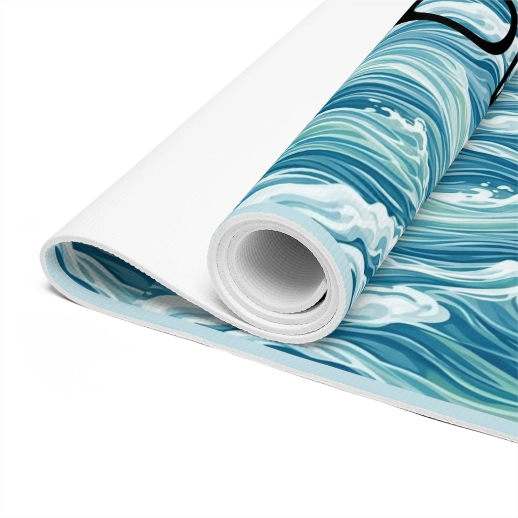 Ocean Waves Yoga Flow Mat — "YOGA FLOW" Printed Exercise Mat