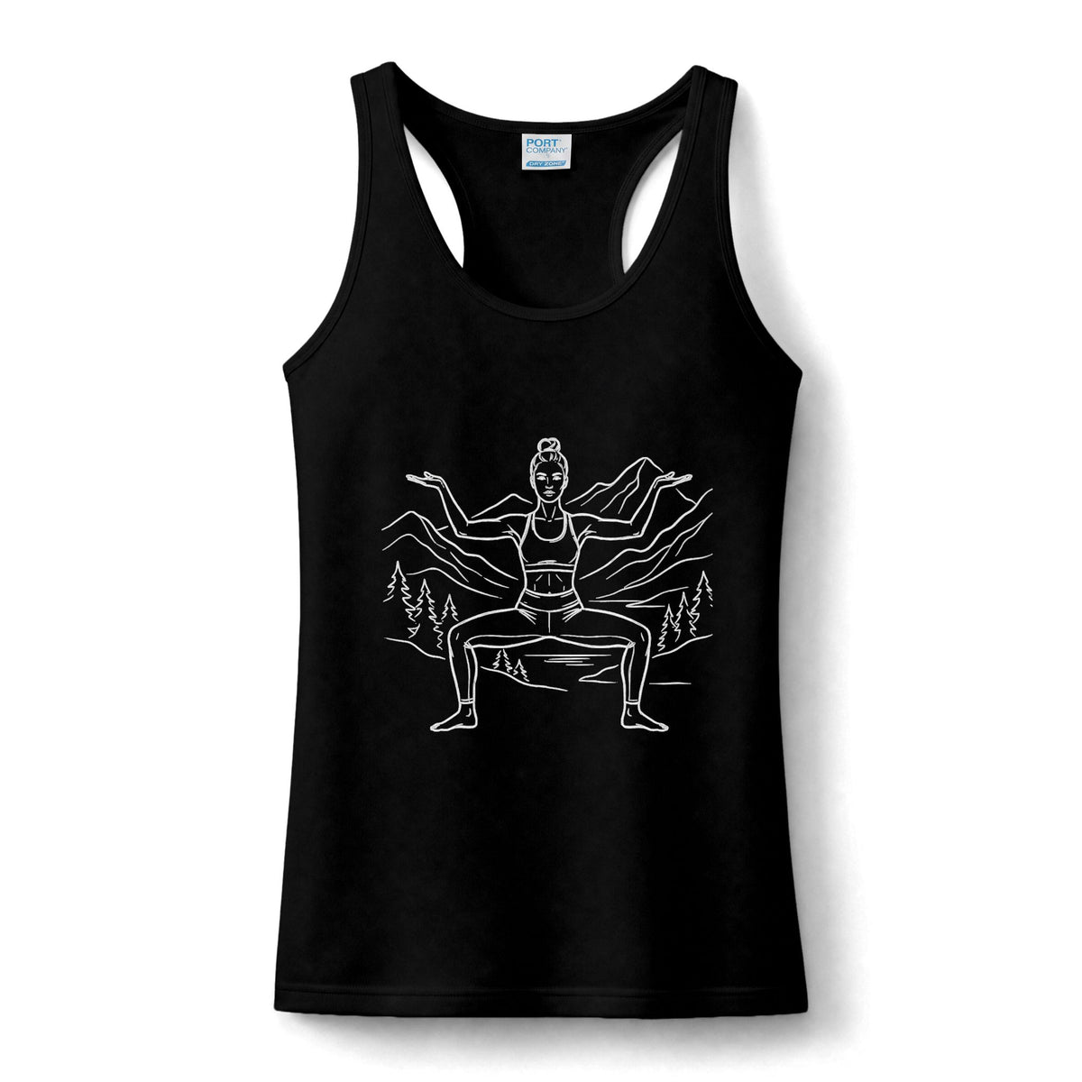 Yoga Mountain Tank — Women's Activewear Tank Top with Goddess Pose Graphic