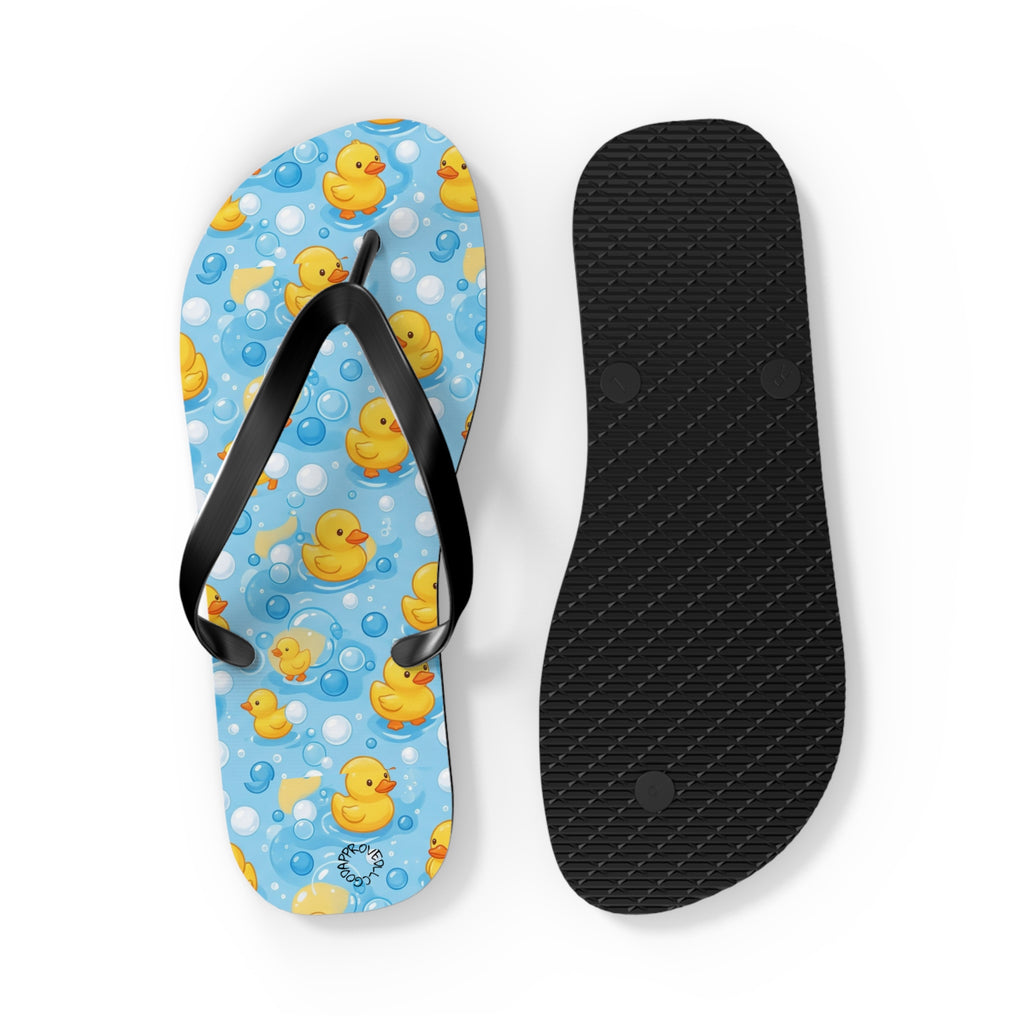 Rubber Duck Pattern Flip Flops – Cute Blue Bubble Beach Sandals
