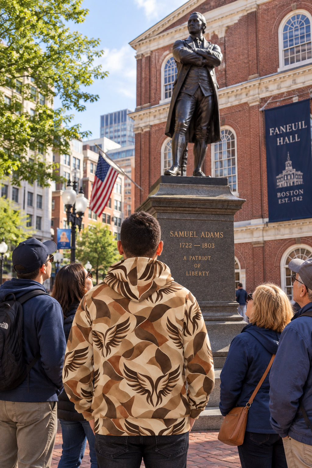 Phoenix Camo Hoodie — Brown Abstract All-Over Print
