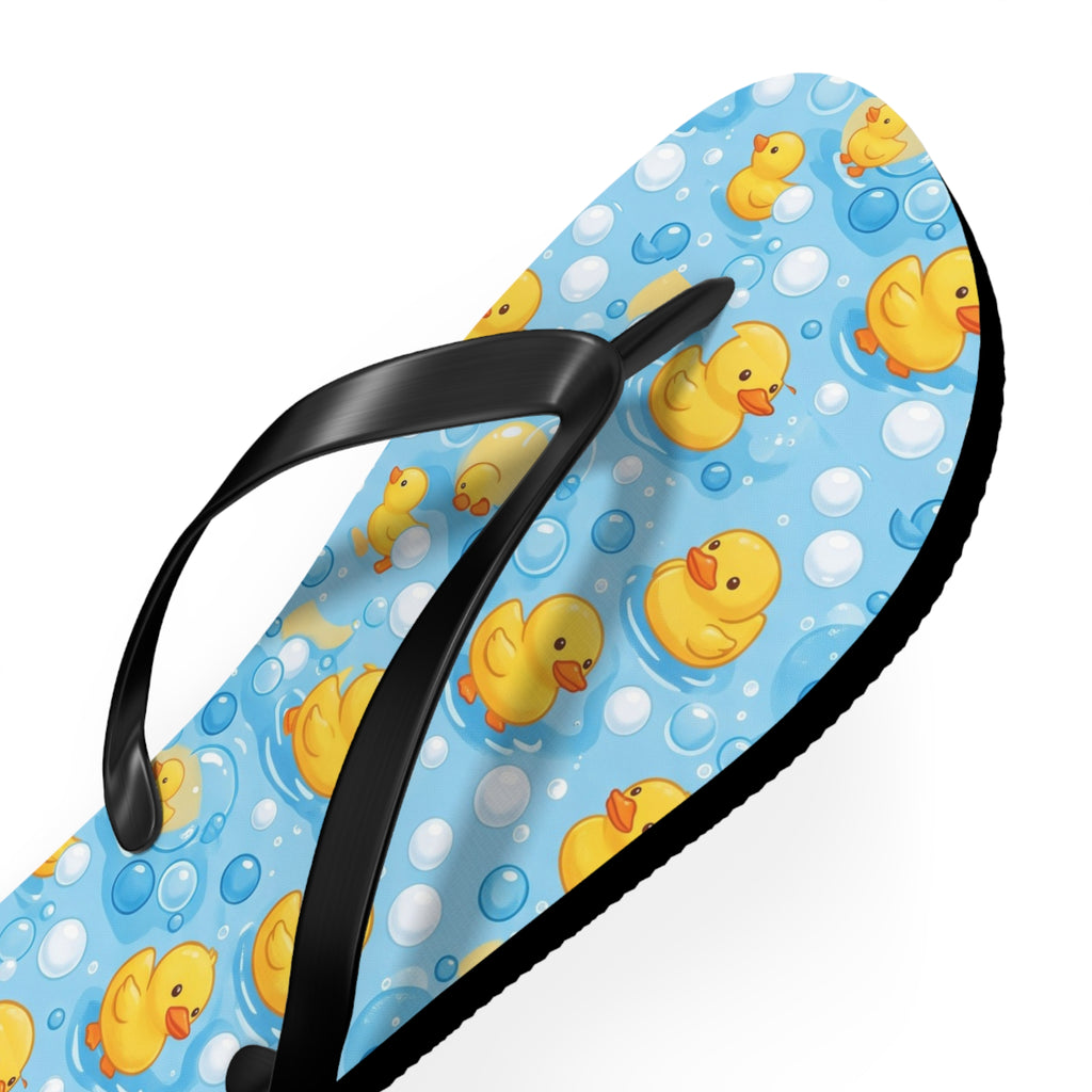 Rubber Duck Pattern Flip Flops – Cute Blue Bubble Beach Sandals