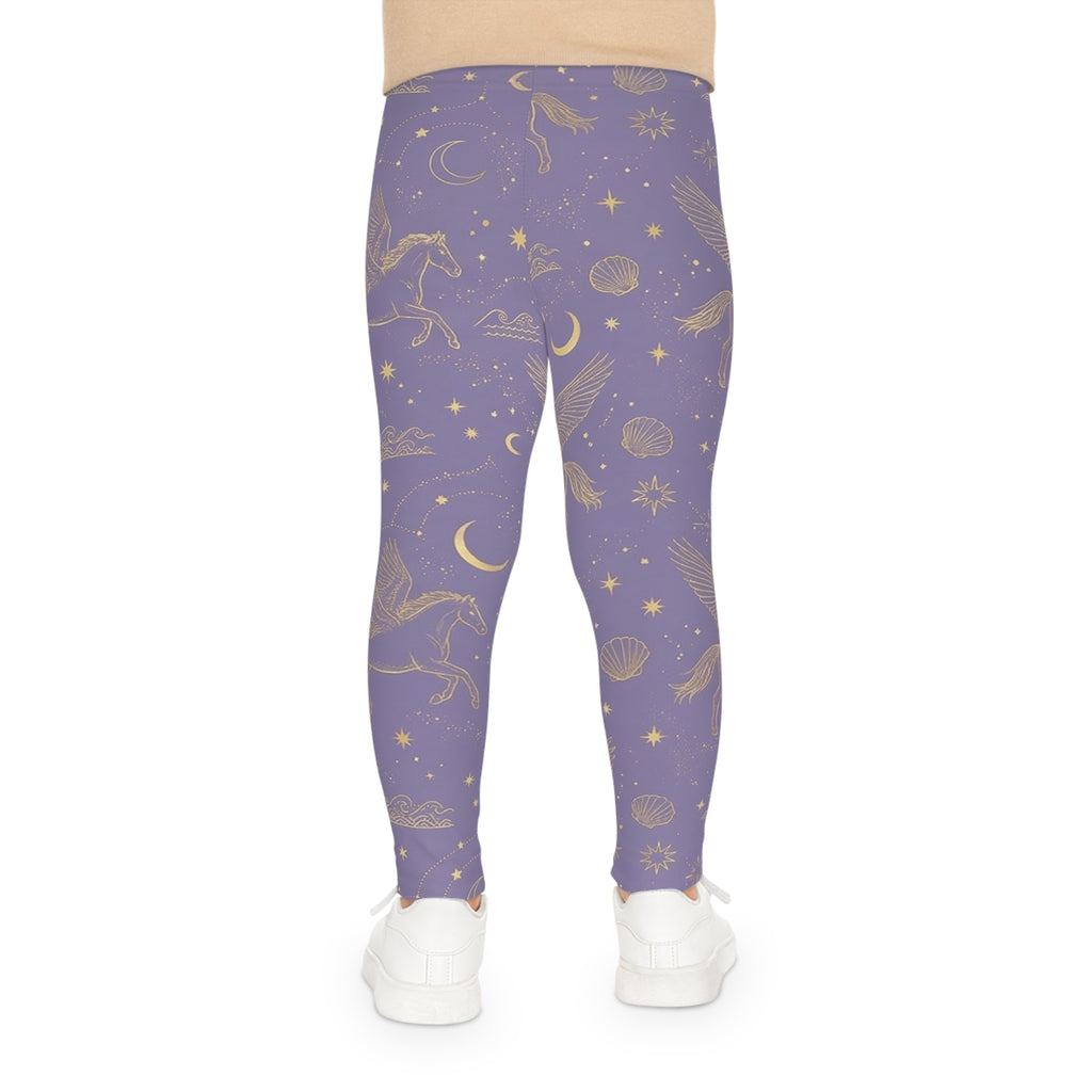 Magical Pegasus Kids Leggings — Purple Celestial Unicorn Print