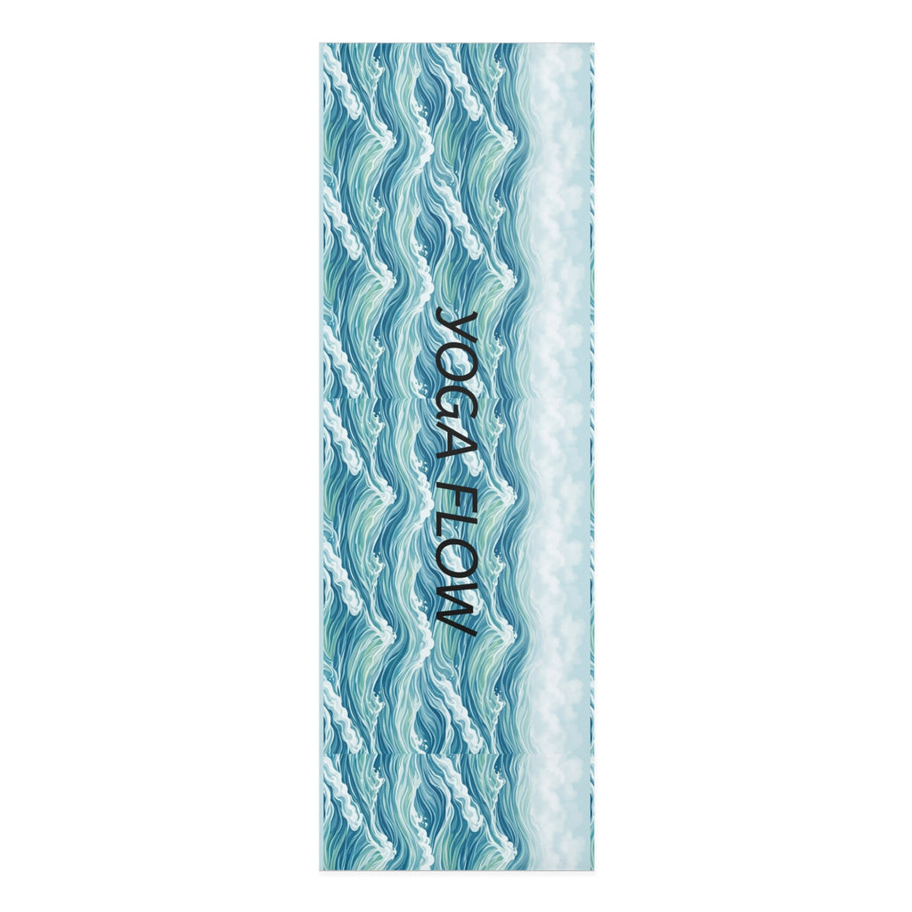 Ocean Waves Yoga Flow Mat — "YOGA FLOW" Printed Exercise Mat